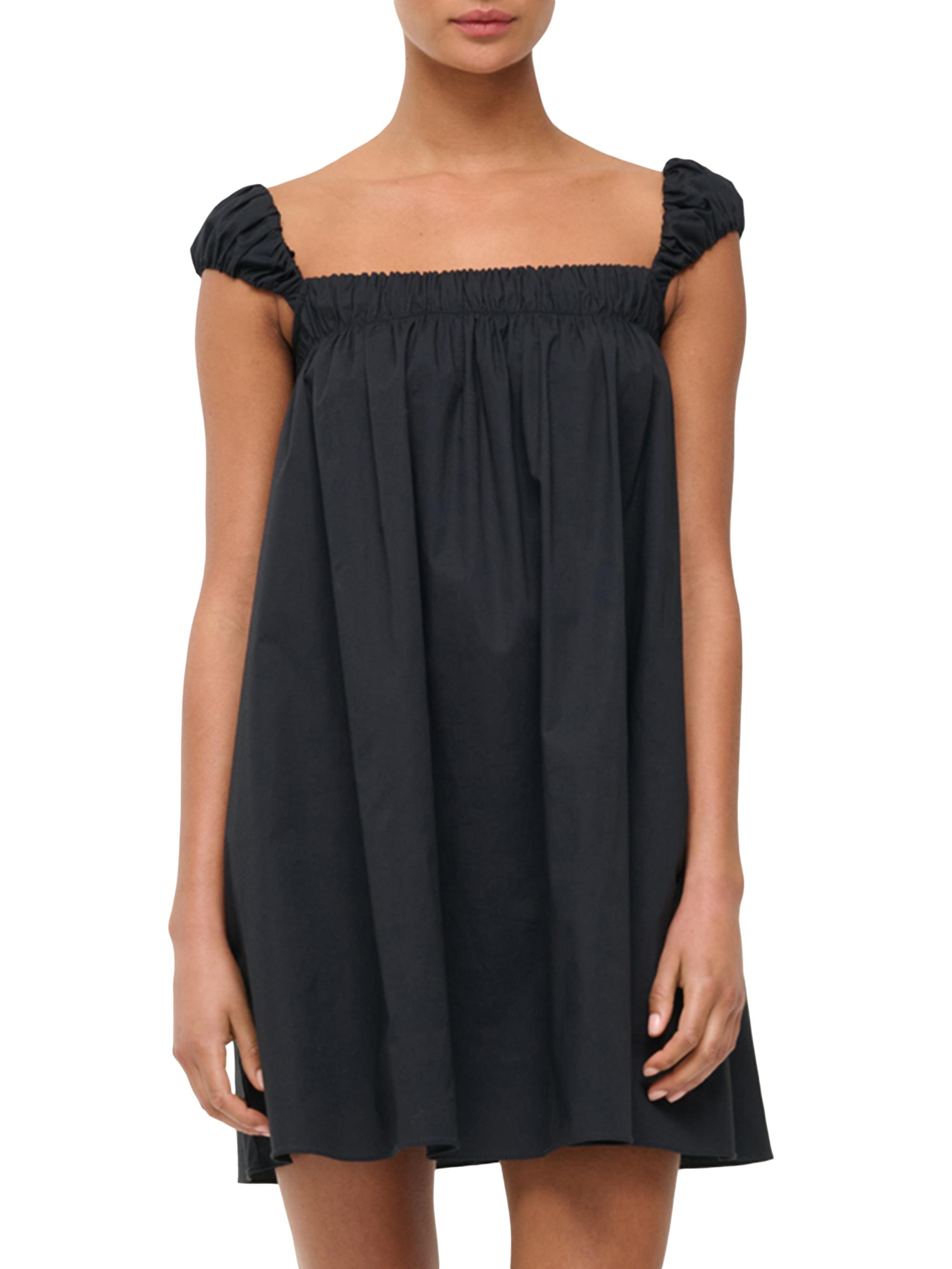 black mini dress with sheer overlay Sheer Mini Dress - Black main image 1