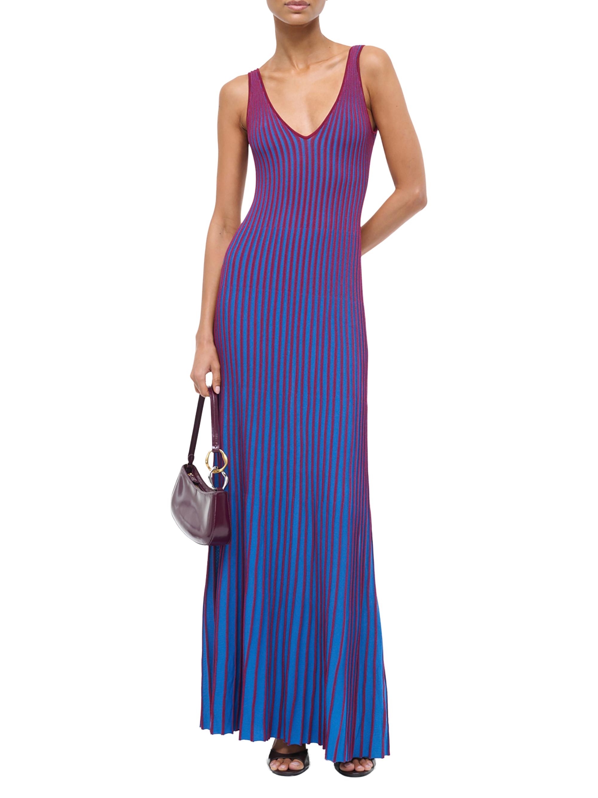 staud claretta backless pleated rib-knit dress Staud Claretta Pleated Maxi Dress In Black - 30% Off