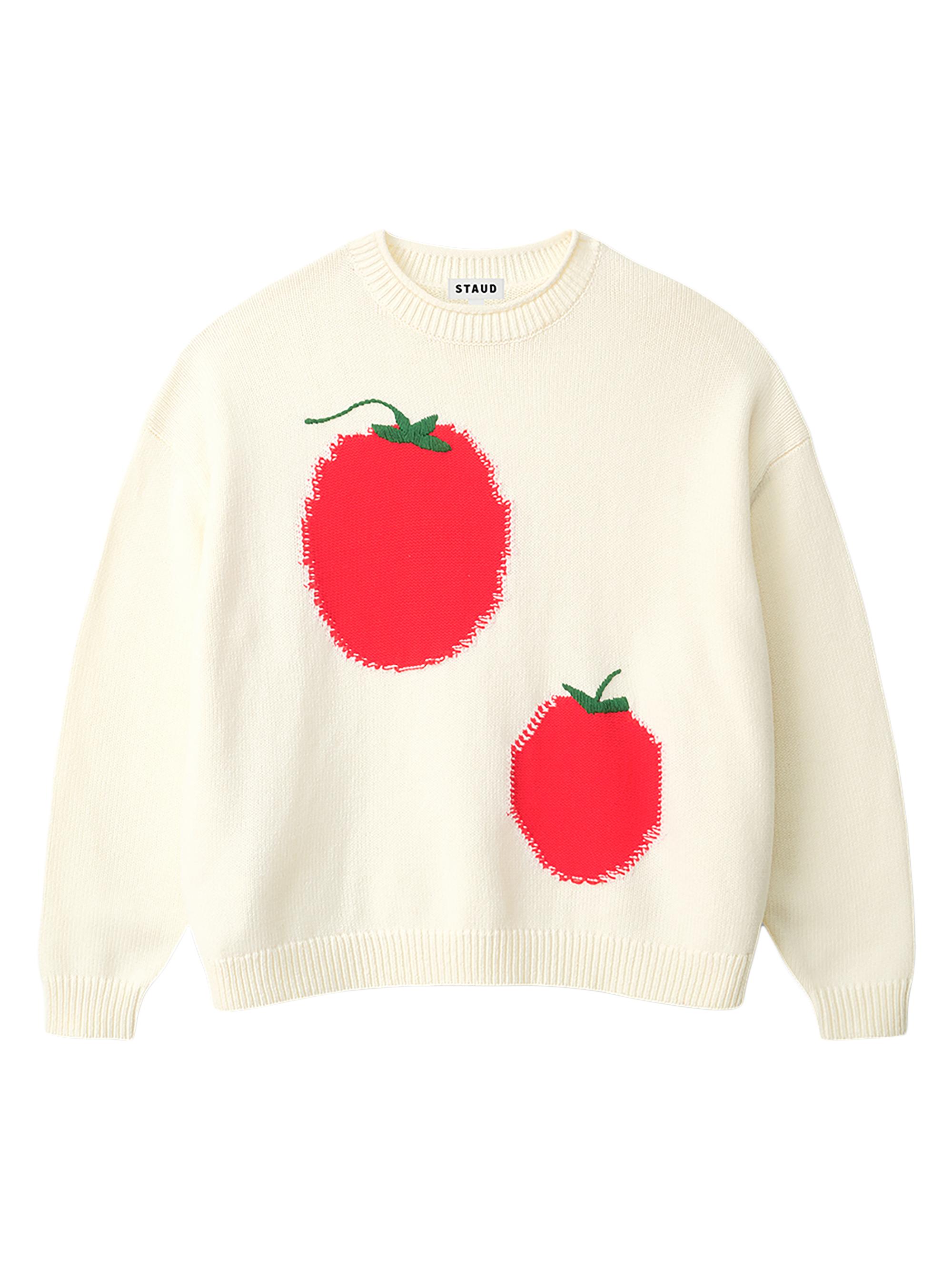 Staud Women's Giada Tomato-Print Crewneck Sweater - Roma