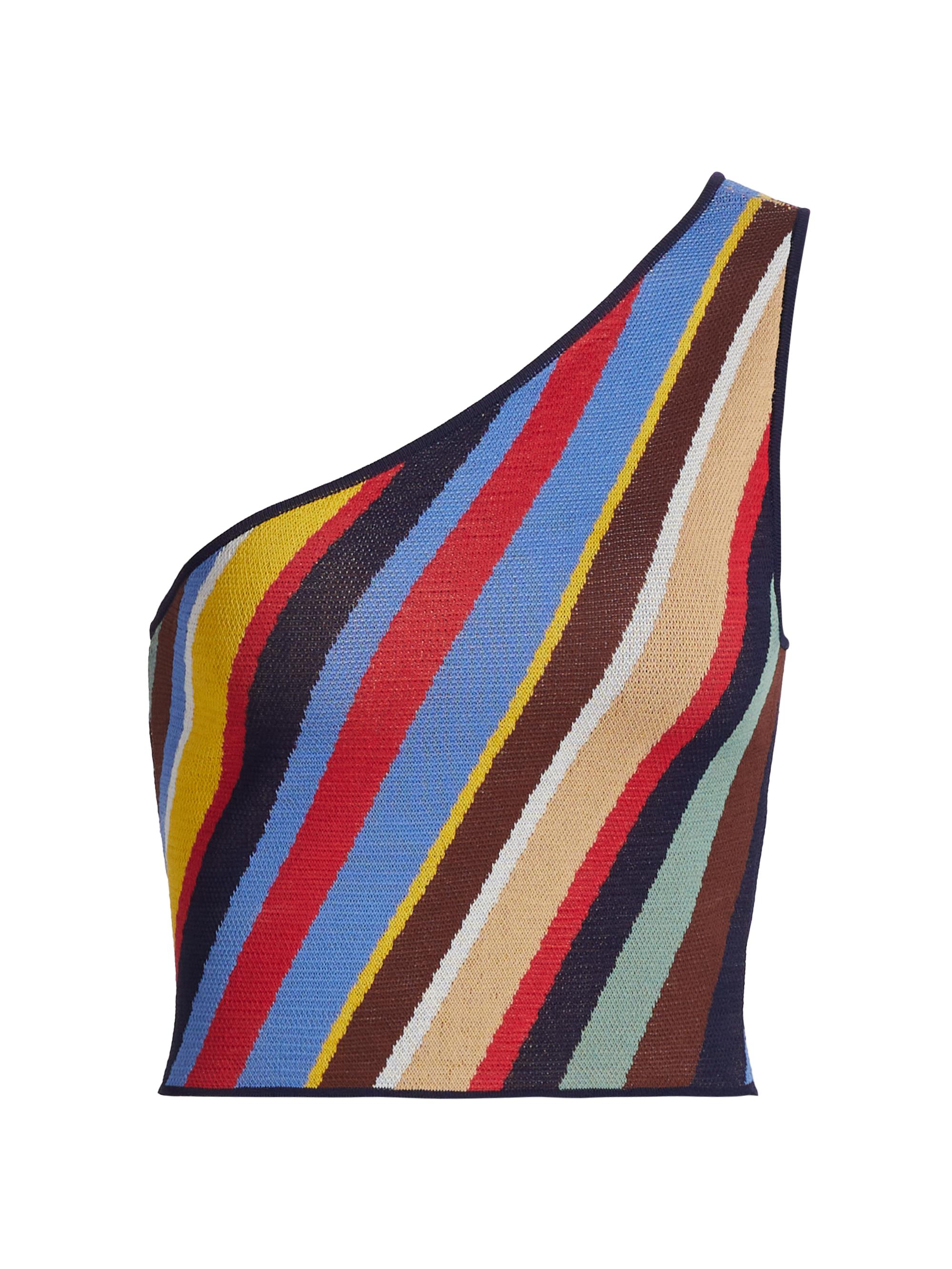 Staud Women's Lexi Striped One-Shoulder Crop Top - Market Stripe