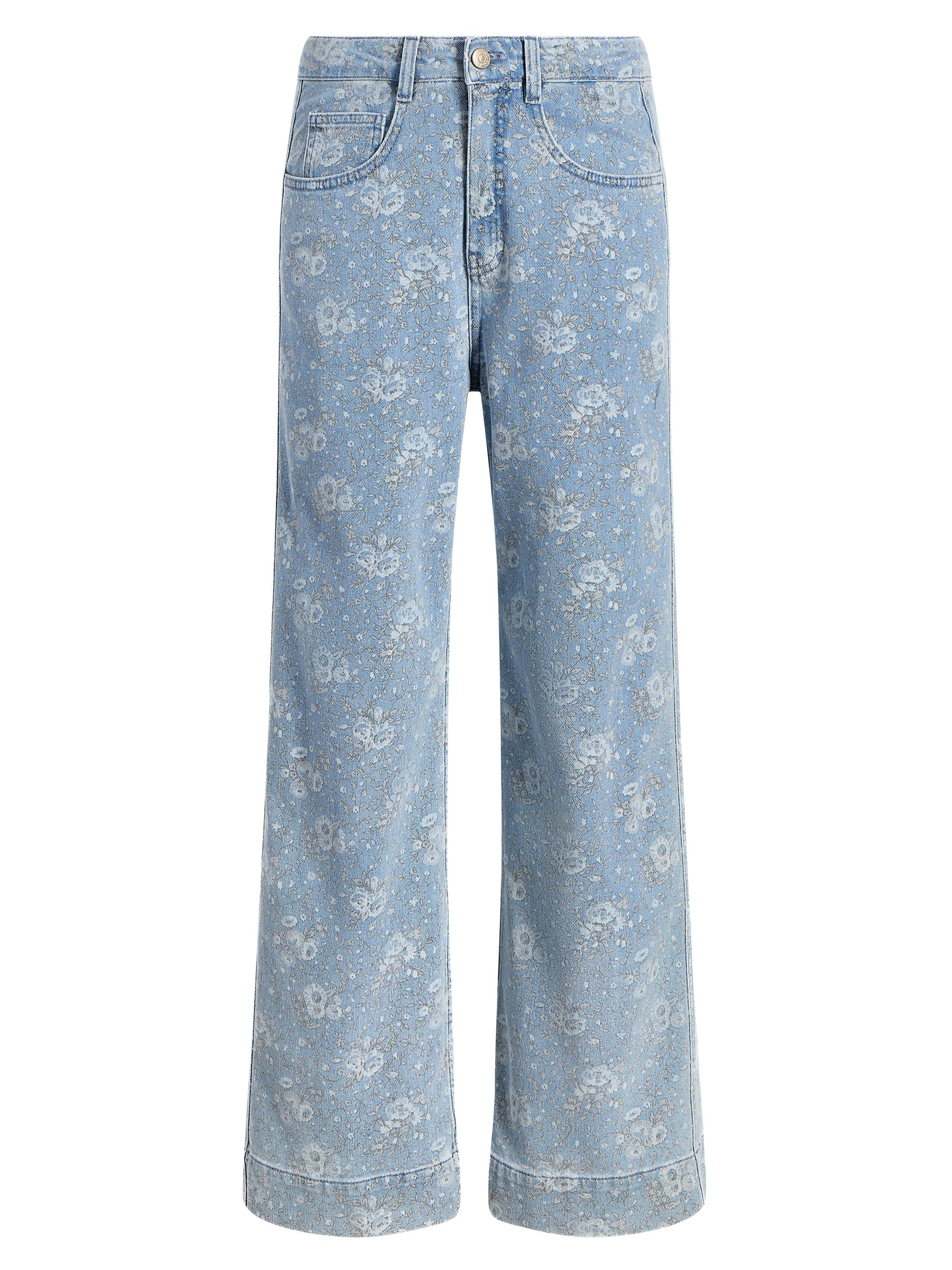 Cinq à Sept Women's Betsy Bouquet-Print Wide-Leg Jeans - Cornflower