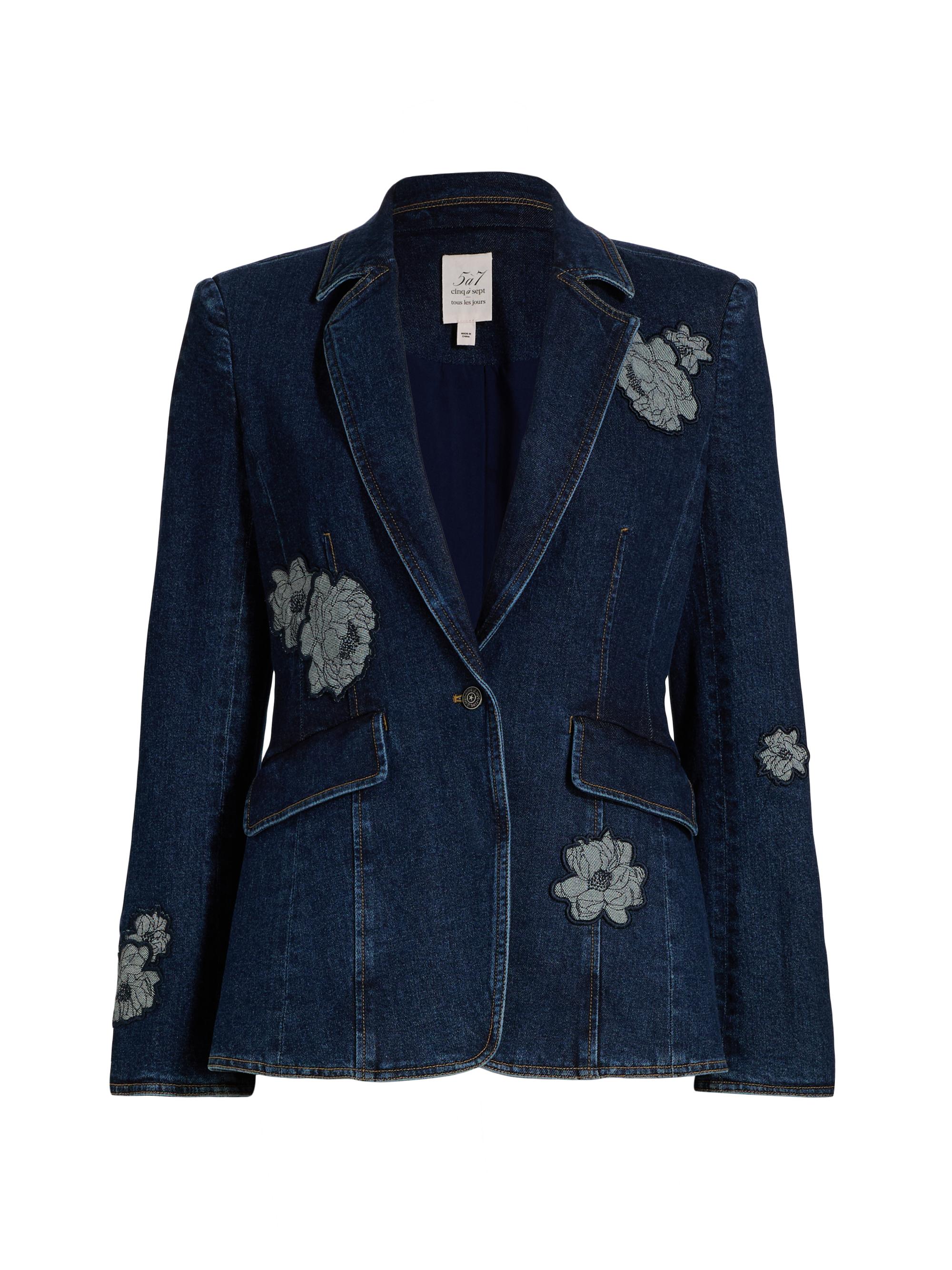 Cinq à Sept Women's Milly Floral Appliqué Denim Jacket - Fontaine