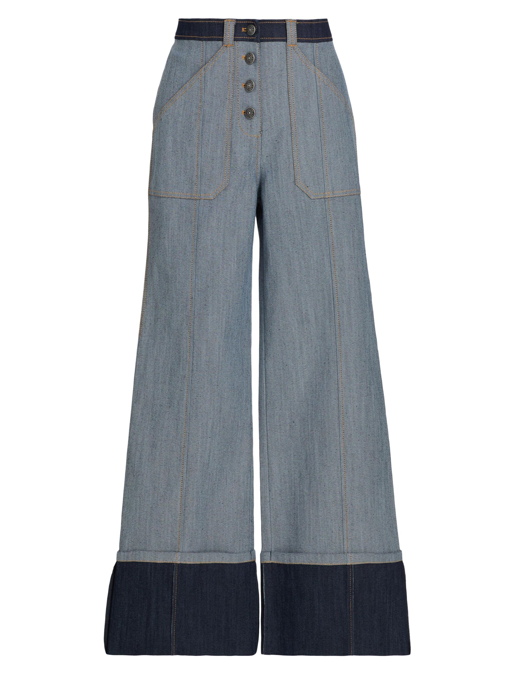 Cinq à Sept Women's Benji Tipped Wide-Leg Pants - Light Indigo