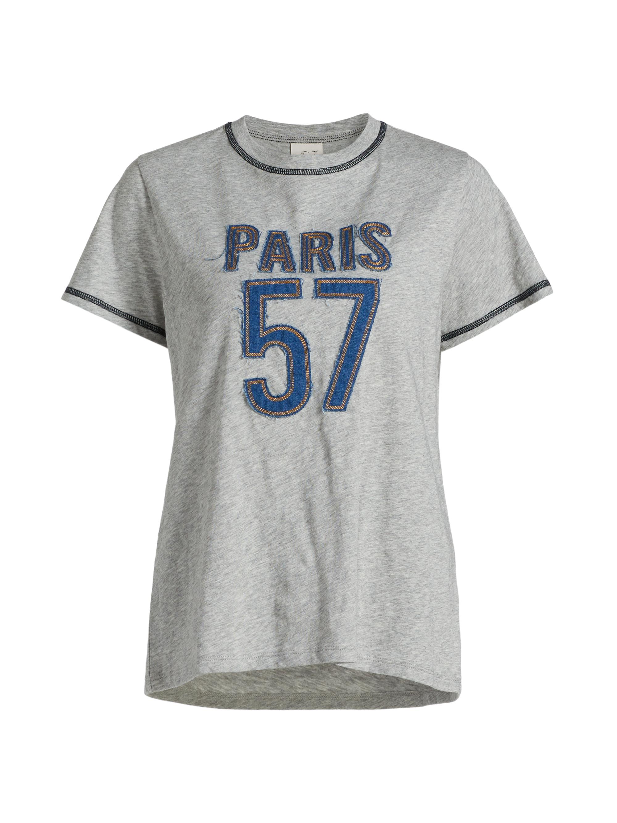 Cinq à Sept Women's Trapunto Heathered Cotton T-Shirt - Heather Grey