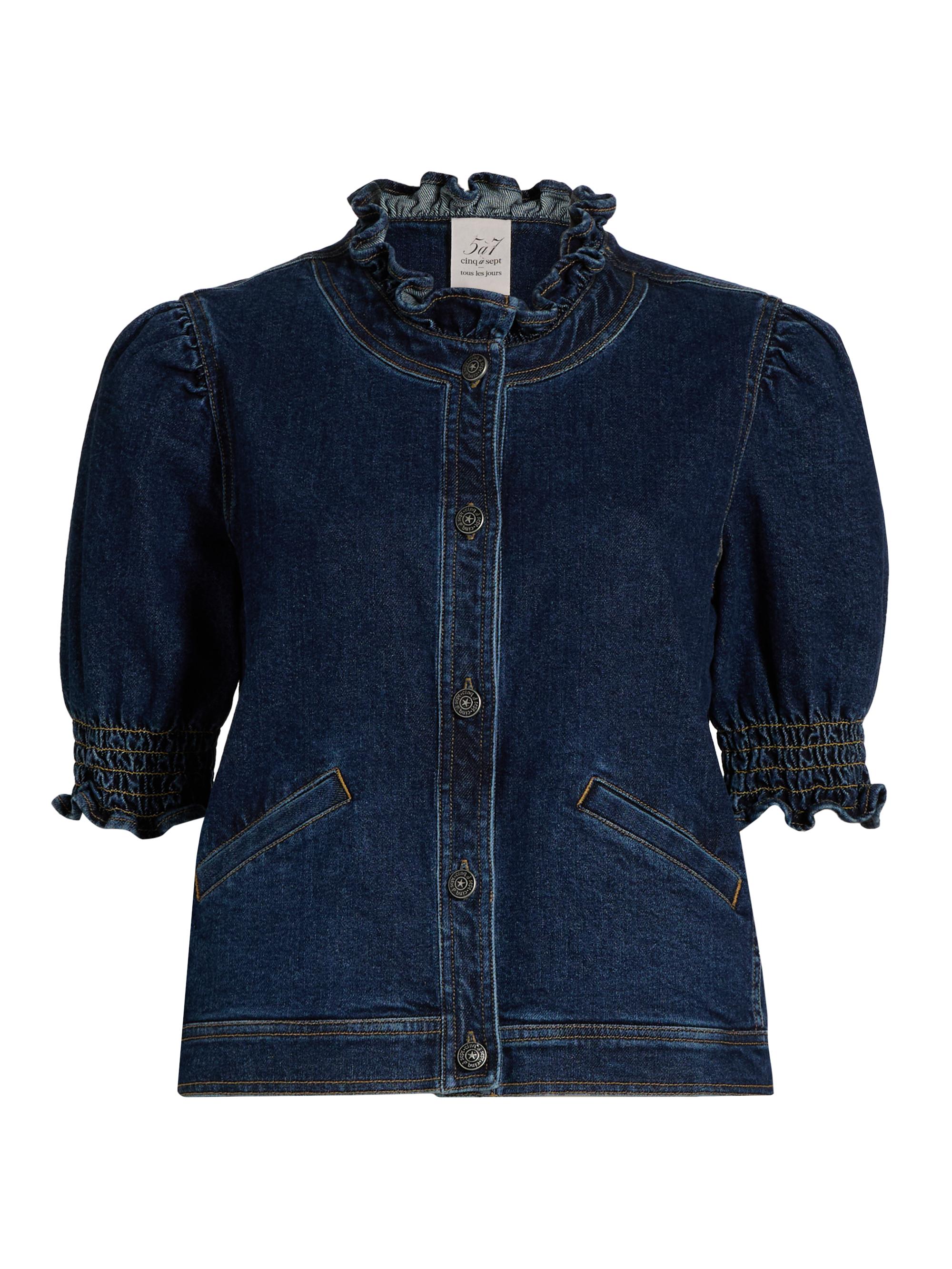 Cinq à Sept Holly Puff-Sleeve Denim Jacket | Saks Fifth Avenue