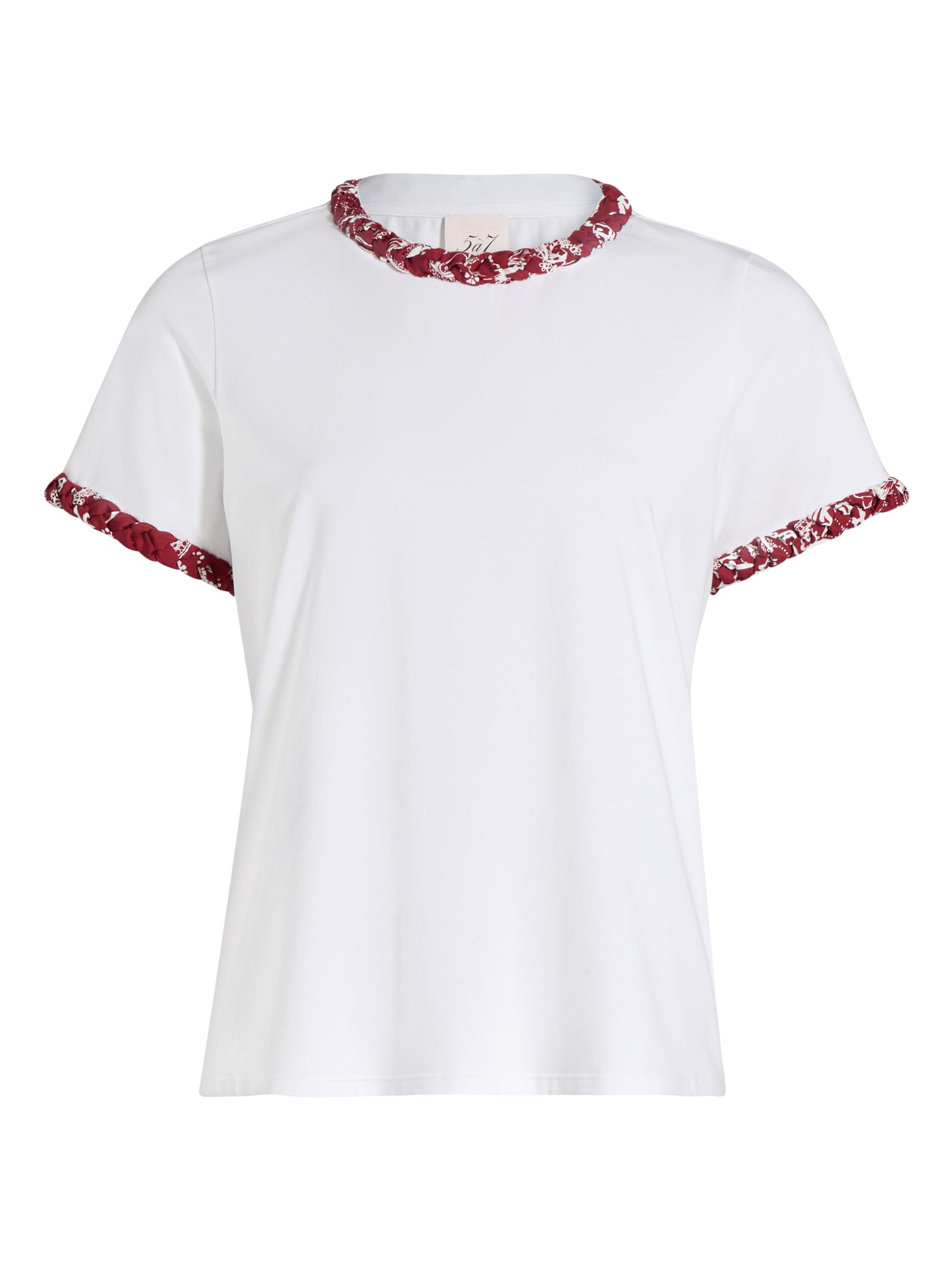 Cinq à Sept Women's Bandana-Braided Stretch-Cotton T-Shirt - White Bordeaux