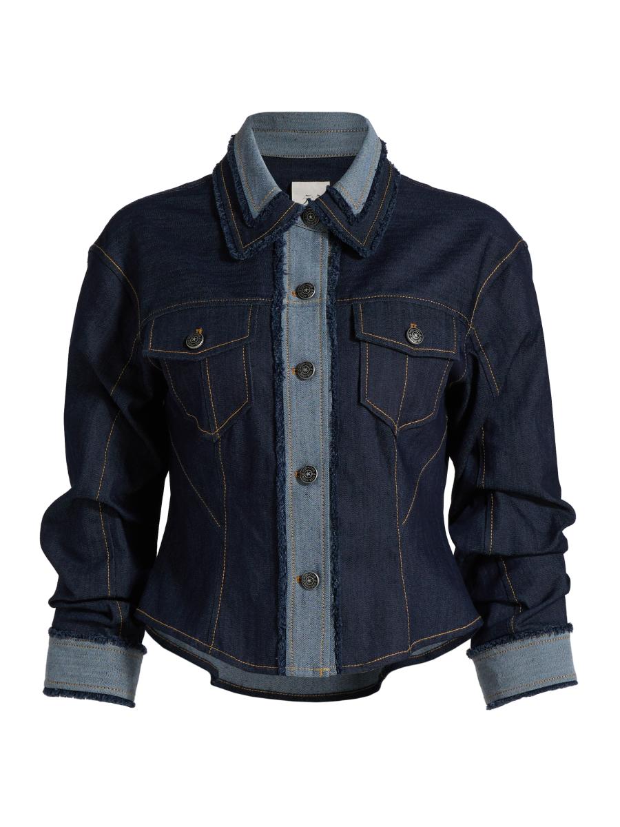 Cinq à Sept Stretch-Cotton Contrast-Stitch Crop Jacket | Saks