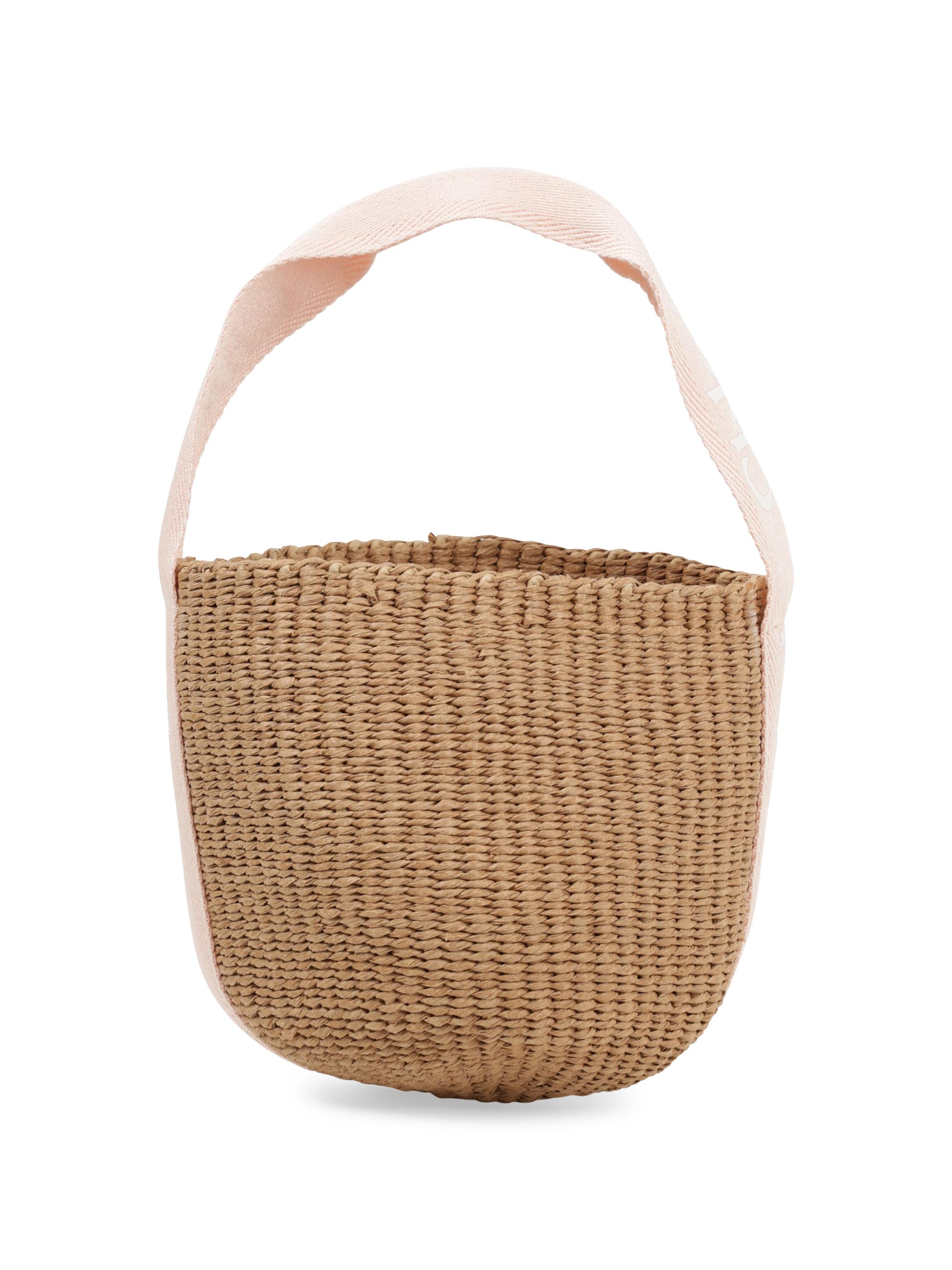 Chloé Girl's Straw Basket Handle Bag - Petal Pink