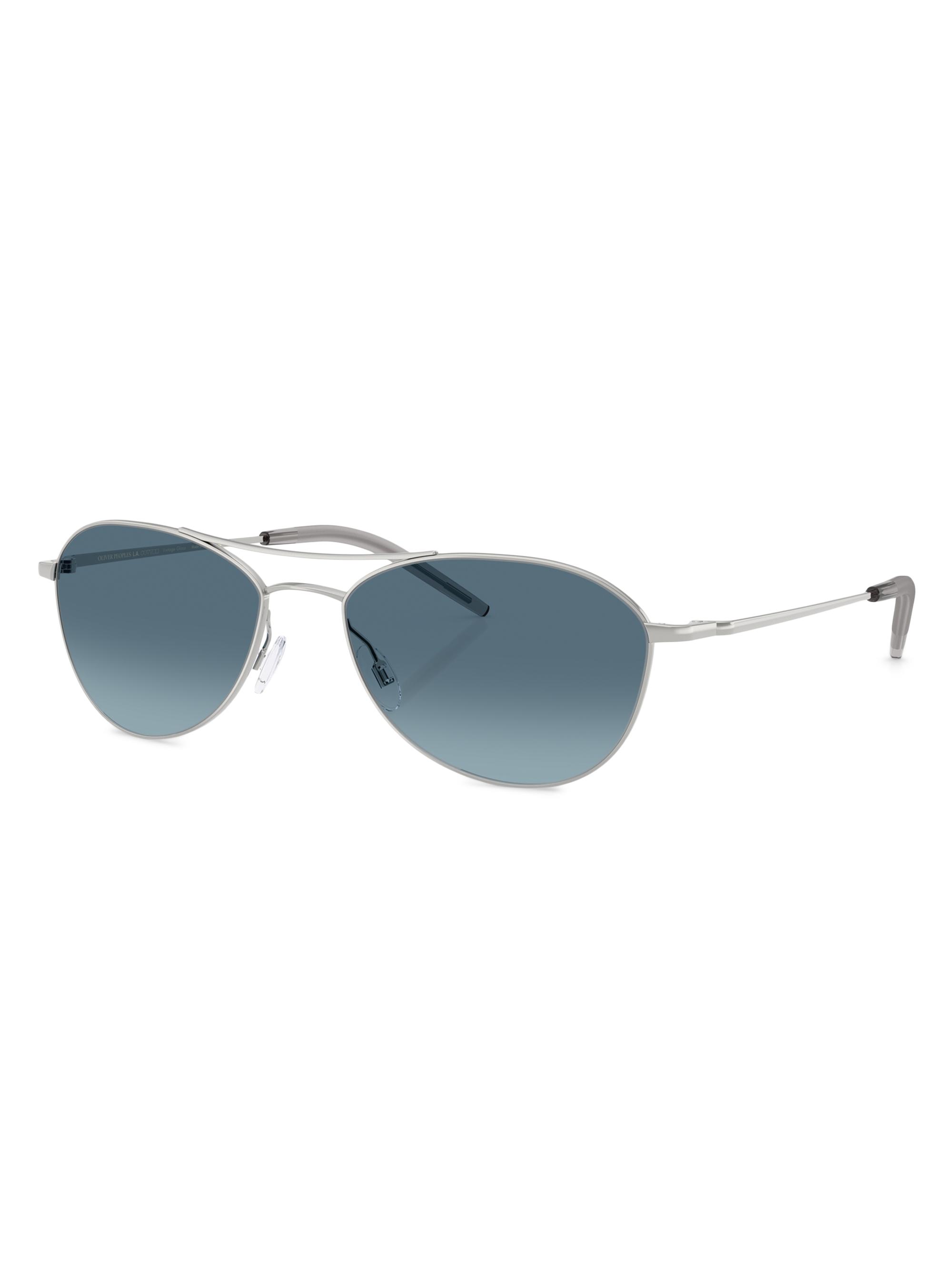 Oliver Peoples Women's Aero Ii 57MM Aviator Sunglasses - Silver Blue | Thumbnail 6