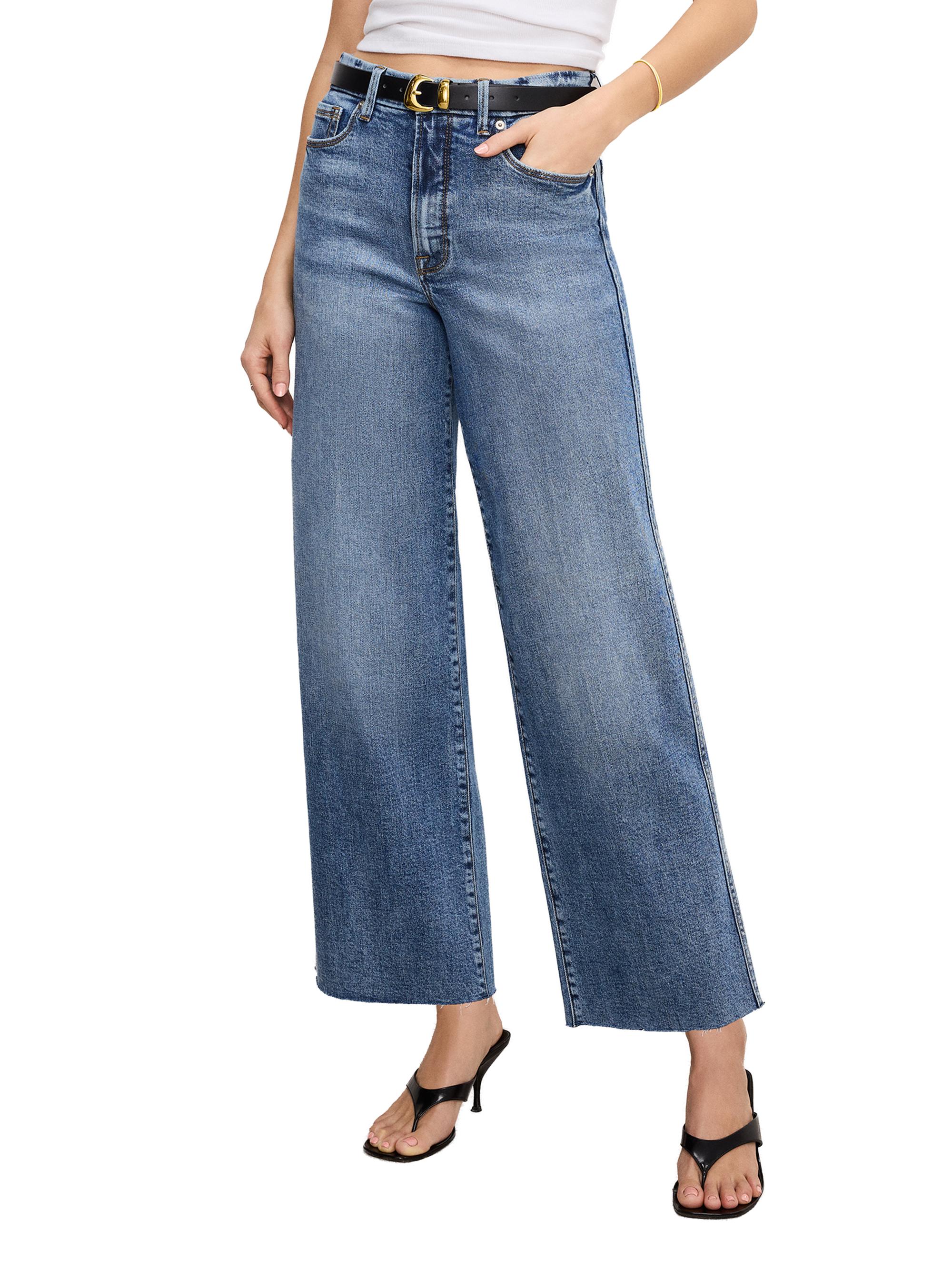 Good American Women's Good Skate Wide-Leg Crop Jeans - Indigo