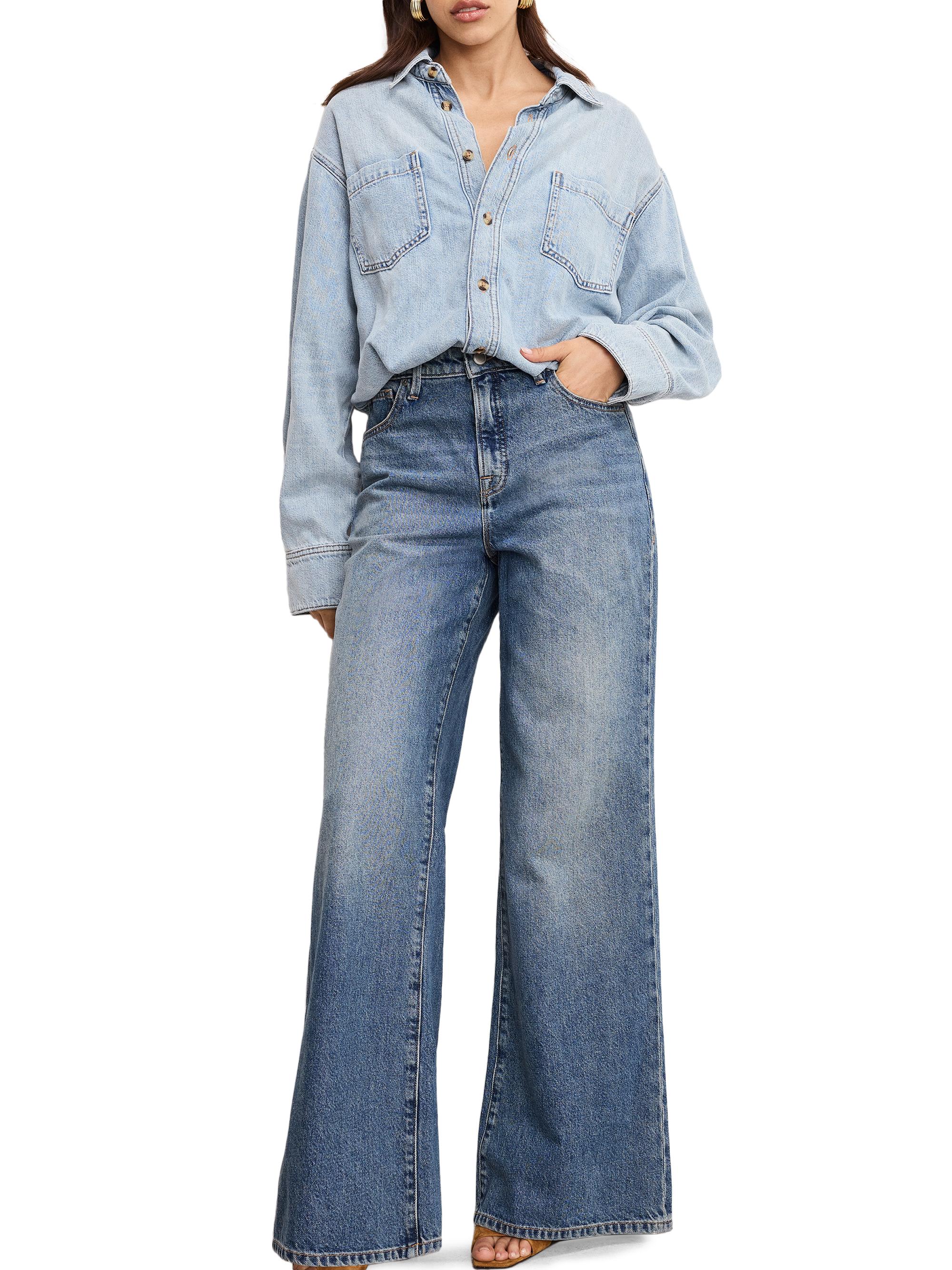 Good American Women's Denim Shirt Jumpsuit - Indigo