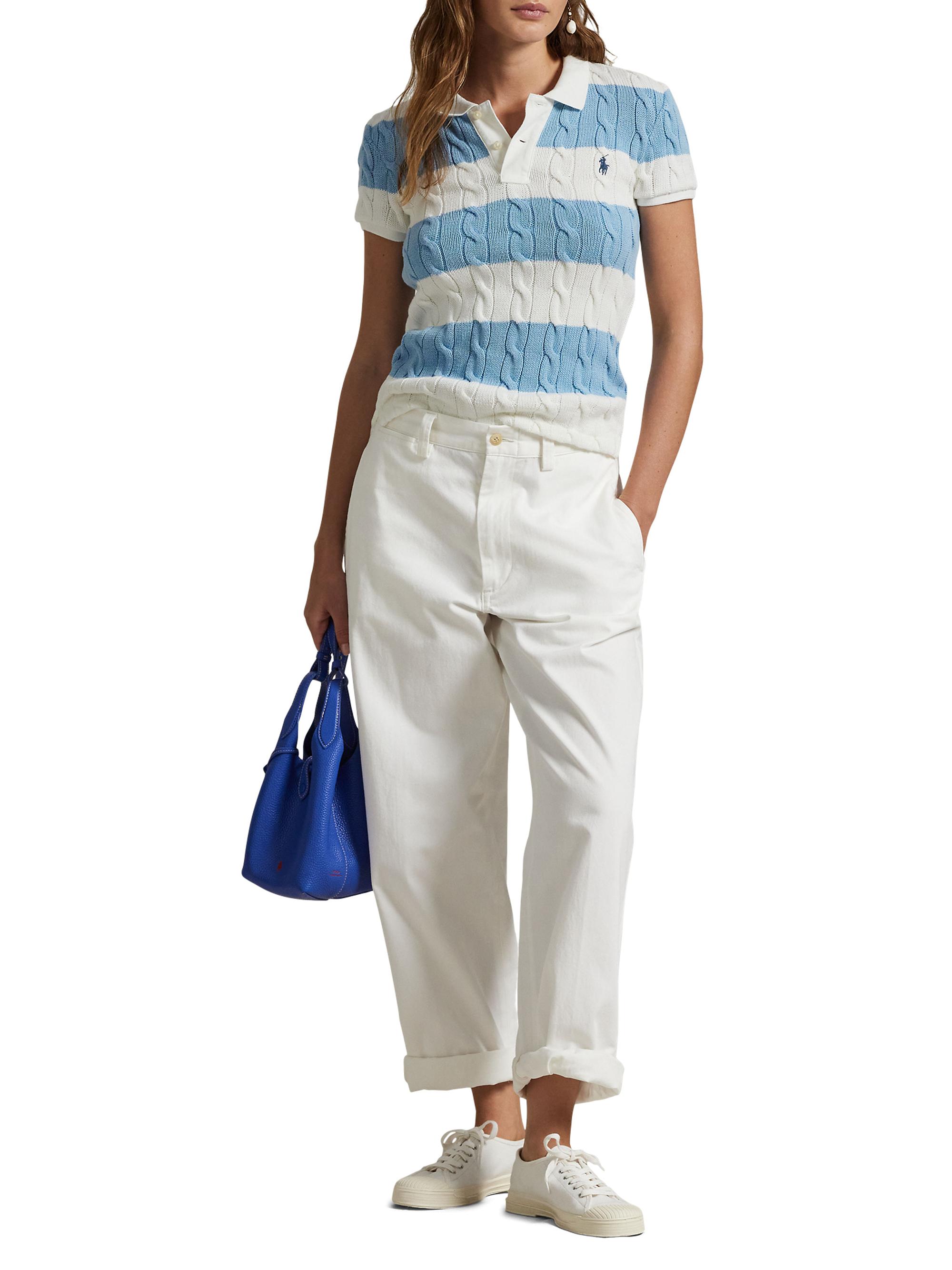 Polo Ralph Lauren Striped Cable-Knit Short-Sleeve Polo