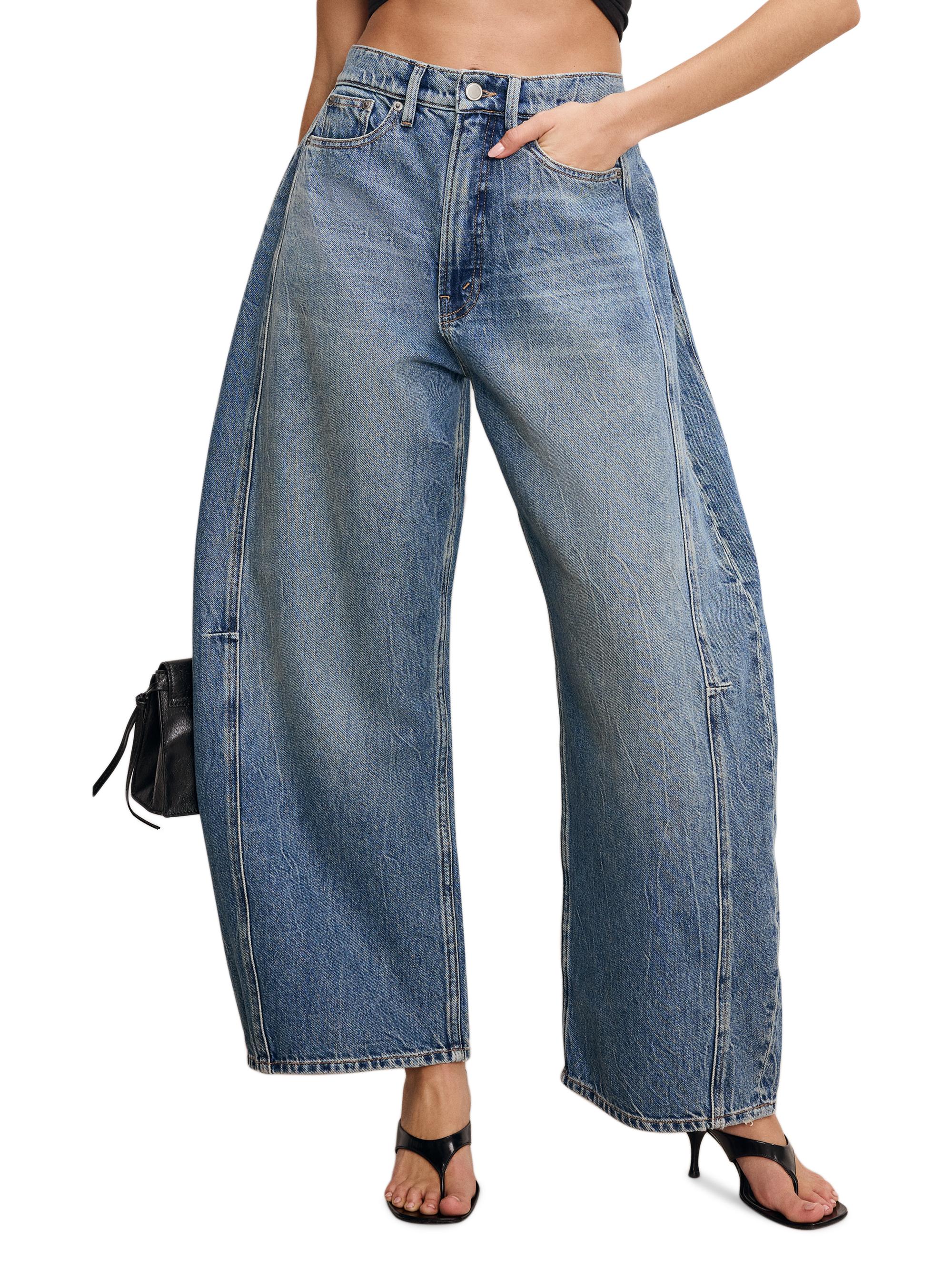 Good American Women's Good High-Rise Extreme Barrel Jeans - Indigo
