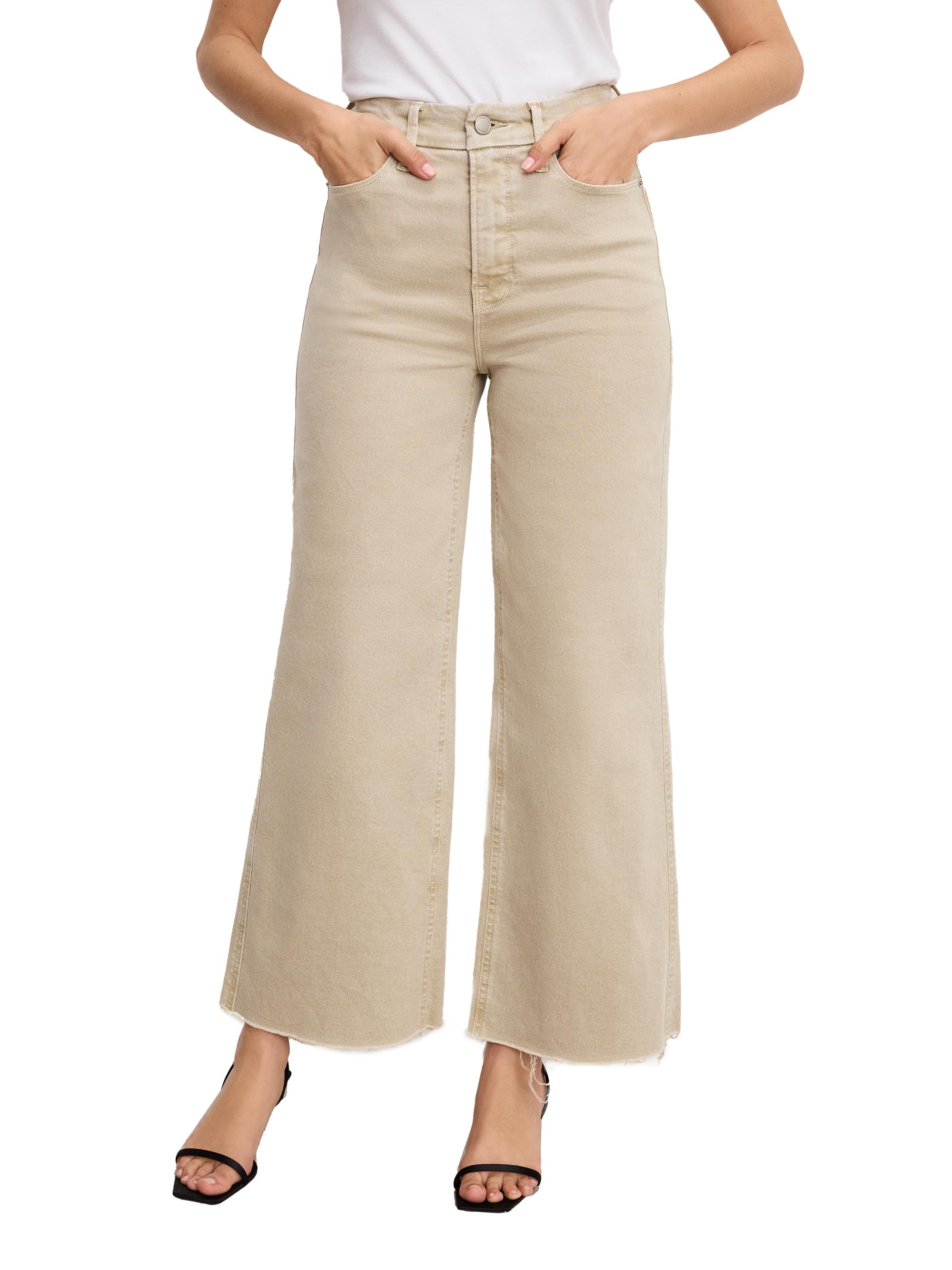 Good American Women's Good Skate Wide-Leg Crop Jeans - Dune