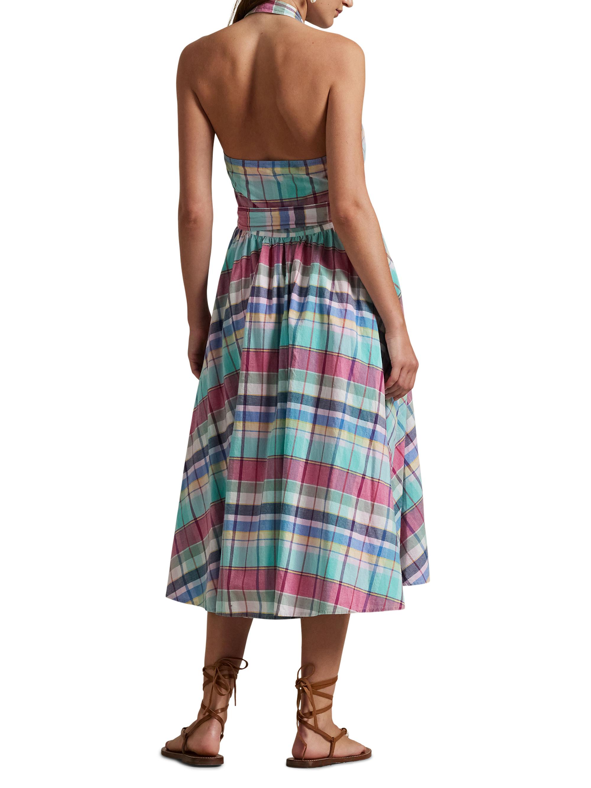 Polo Ralph Lauren Plaid Cotton Halterneck Wrap Midi-Dress | Saks Fifth  Avenue