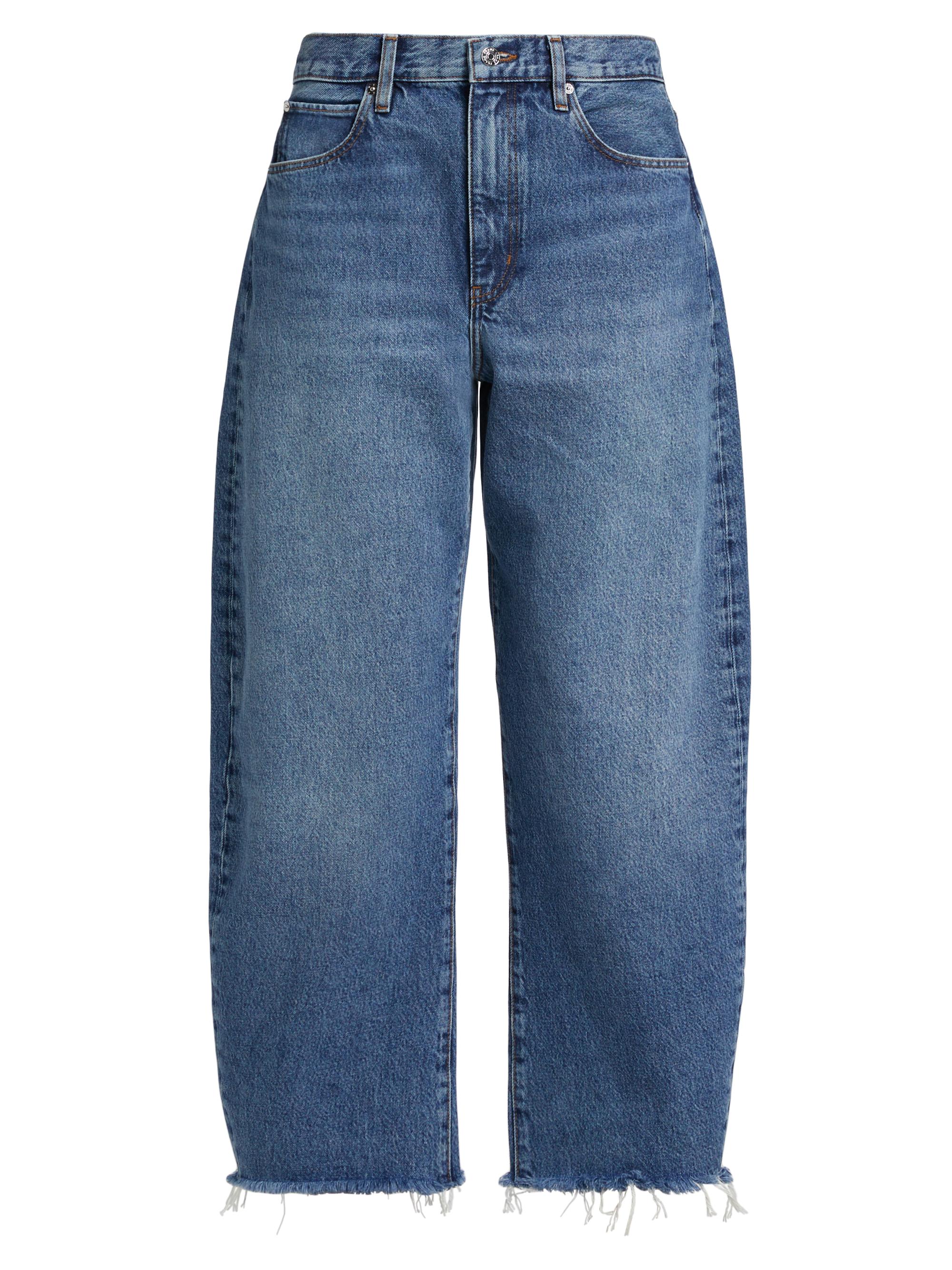 FRAME Women's The Bubble High-Rise Barrel Crop Jeans - Knock Out Raw Fray
