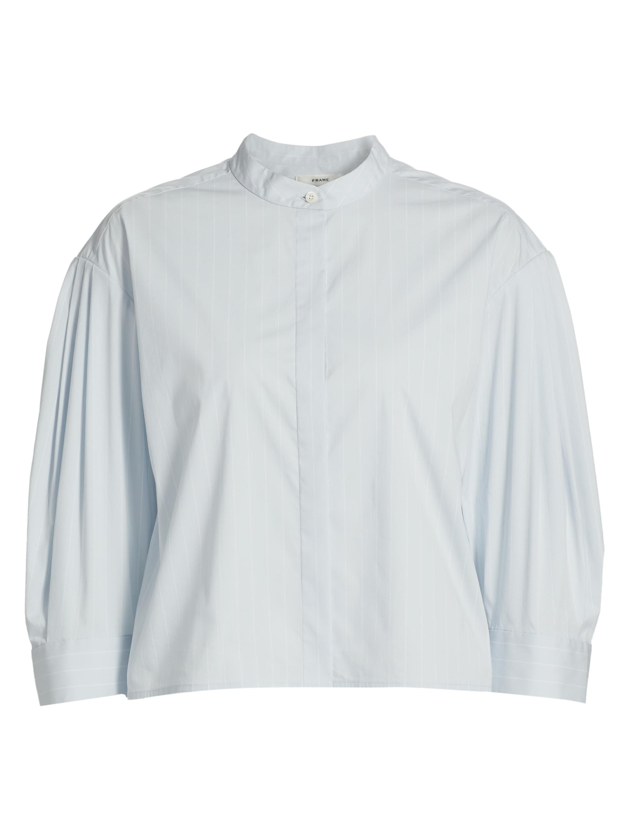 Frame Women's The Modern Puff Poplin Top - Light Chambray Multi