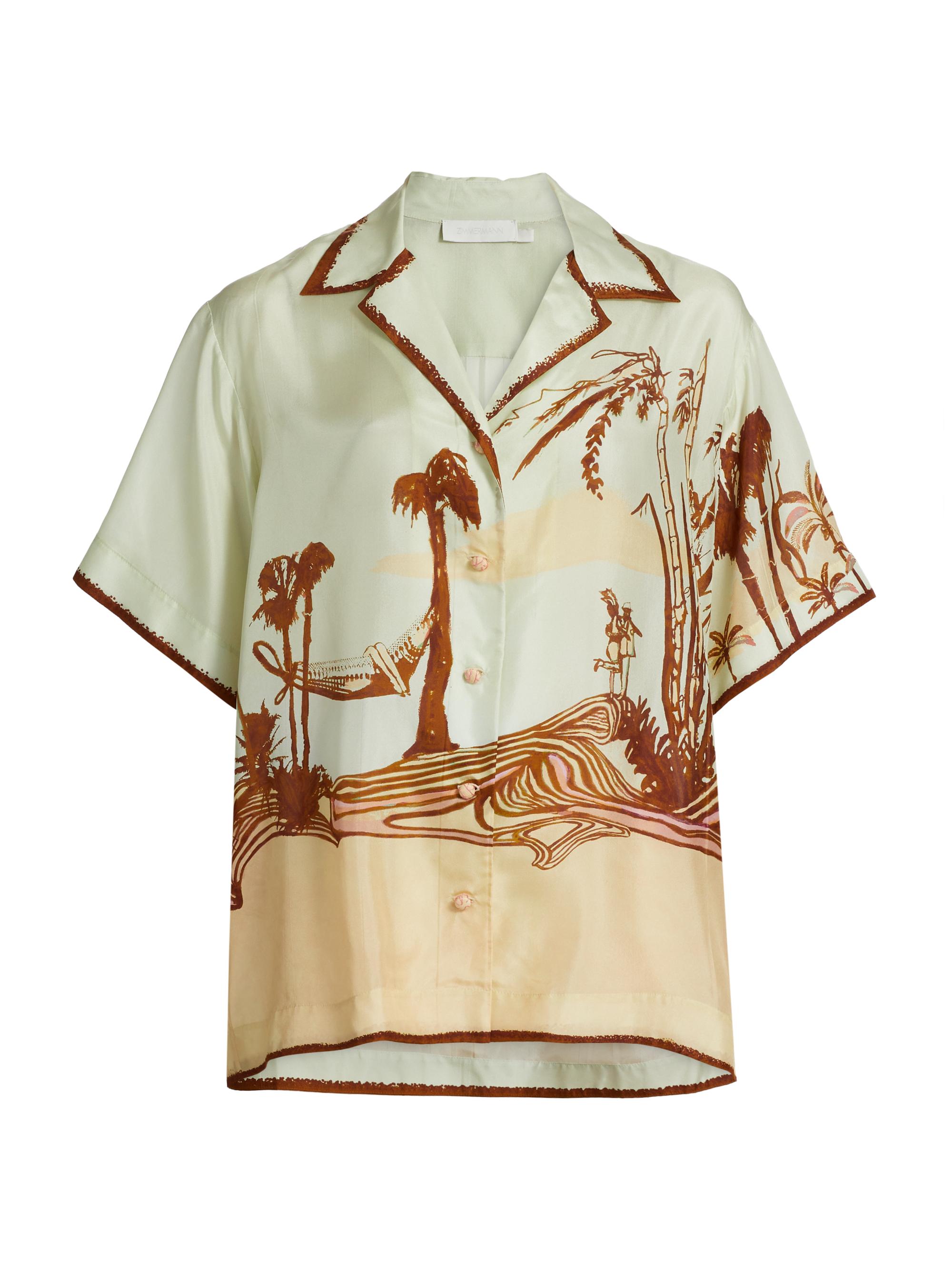 Zimmermann Women's Coco Silk Short-Sleeve Shirt - Tropicana