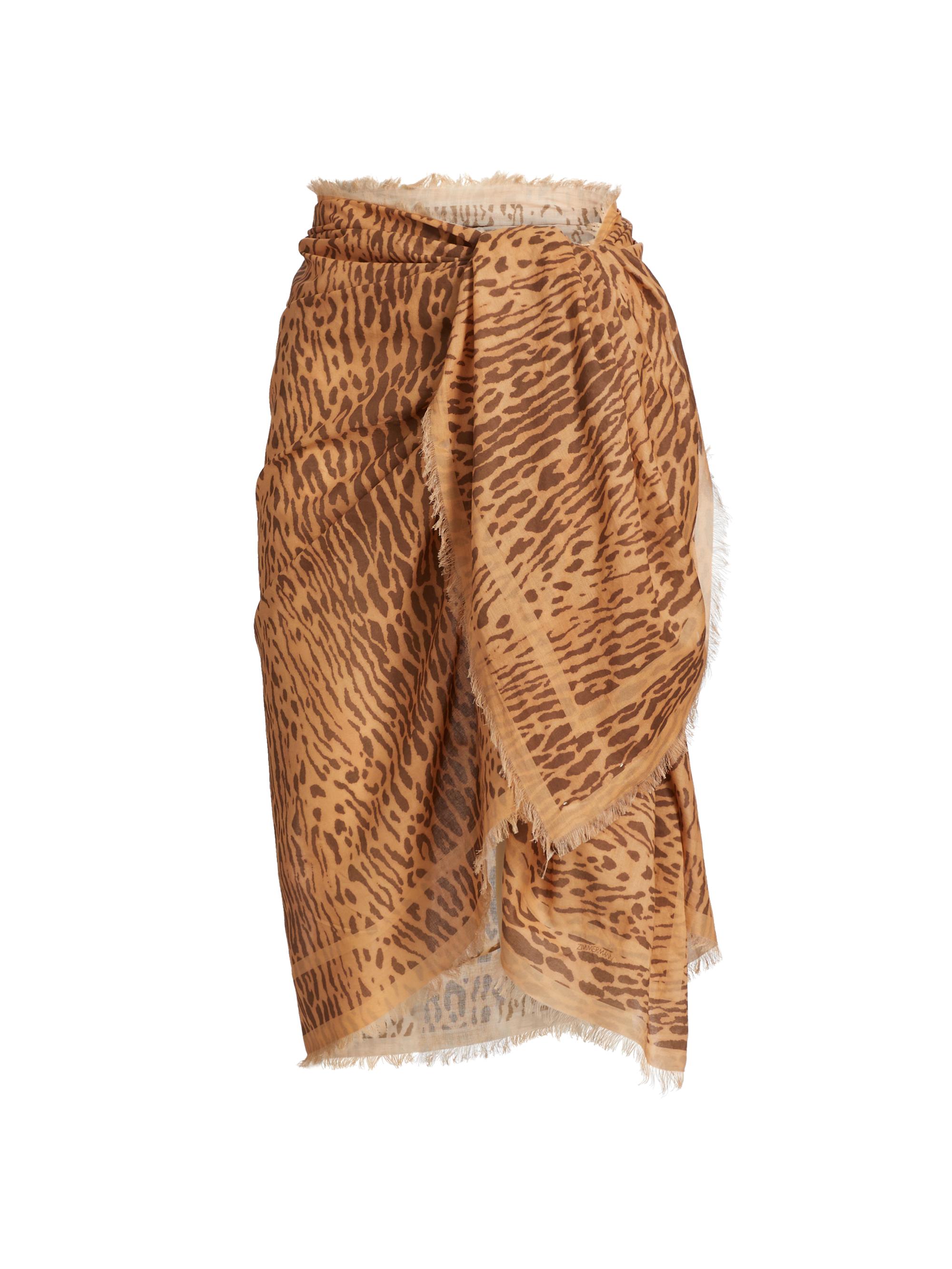 Zimmermann Women's Printed Cotton Self-Tie Pareo - Tan Leopard