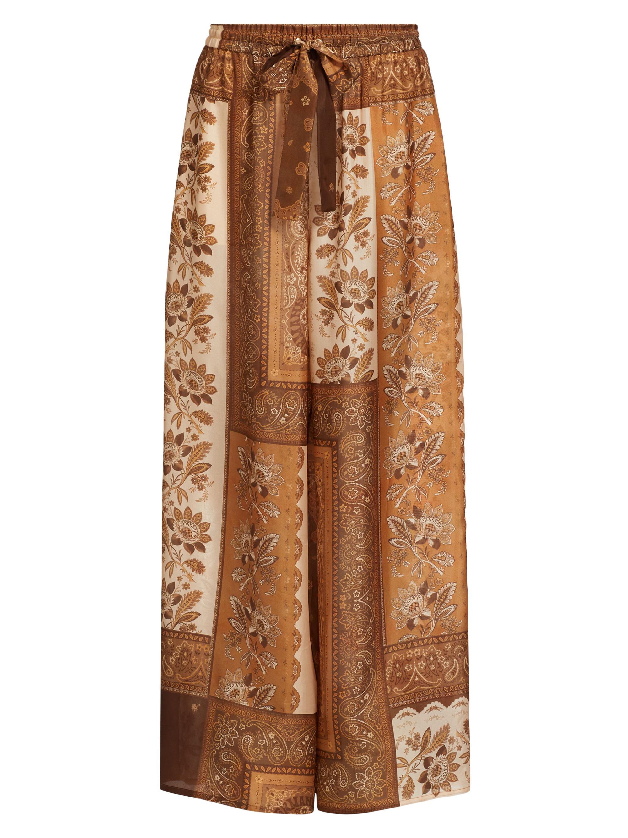 Zimmermann Women's Lucky Floral Silk Relaxed-Fit Pants - Chocolate Bandana
