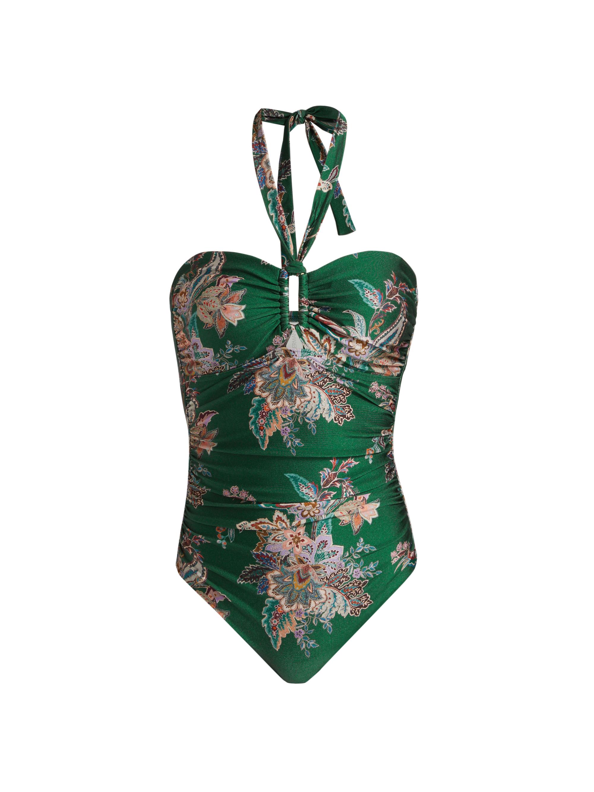 Zimmermann Women's Rhiannon Floral Wide Link One-Piece Swimsuit - Teal Multi Paisley