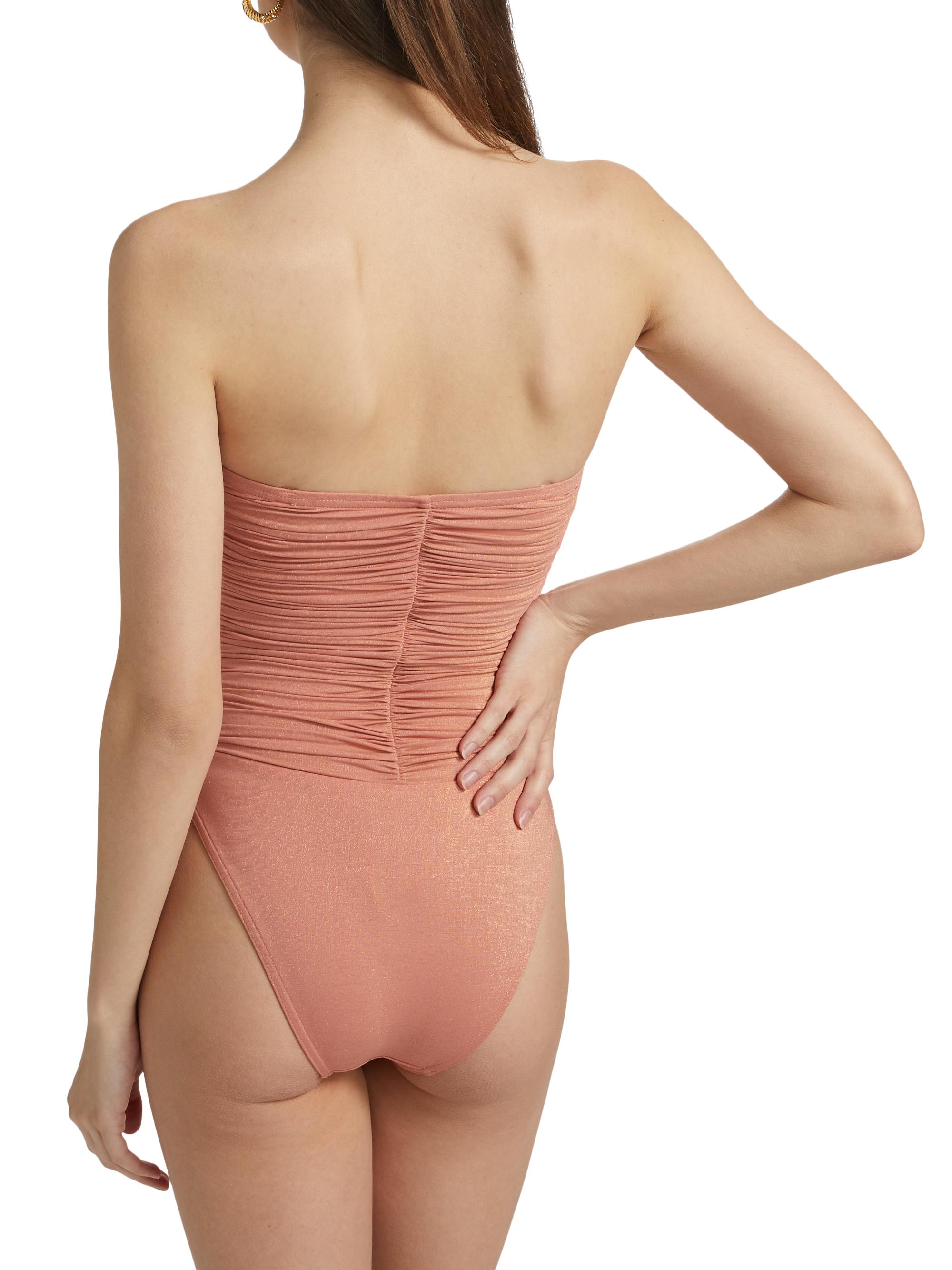 Zimmermann Coco Glitter Ruched Bow One-Piece Swimsuit | Saks Fifth