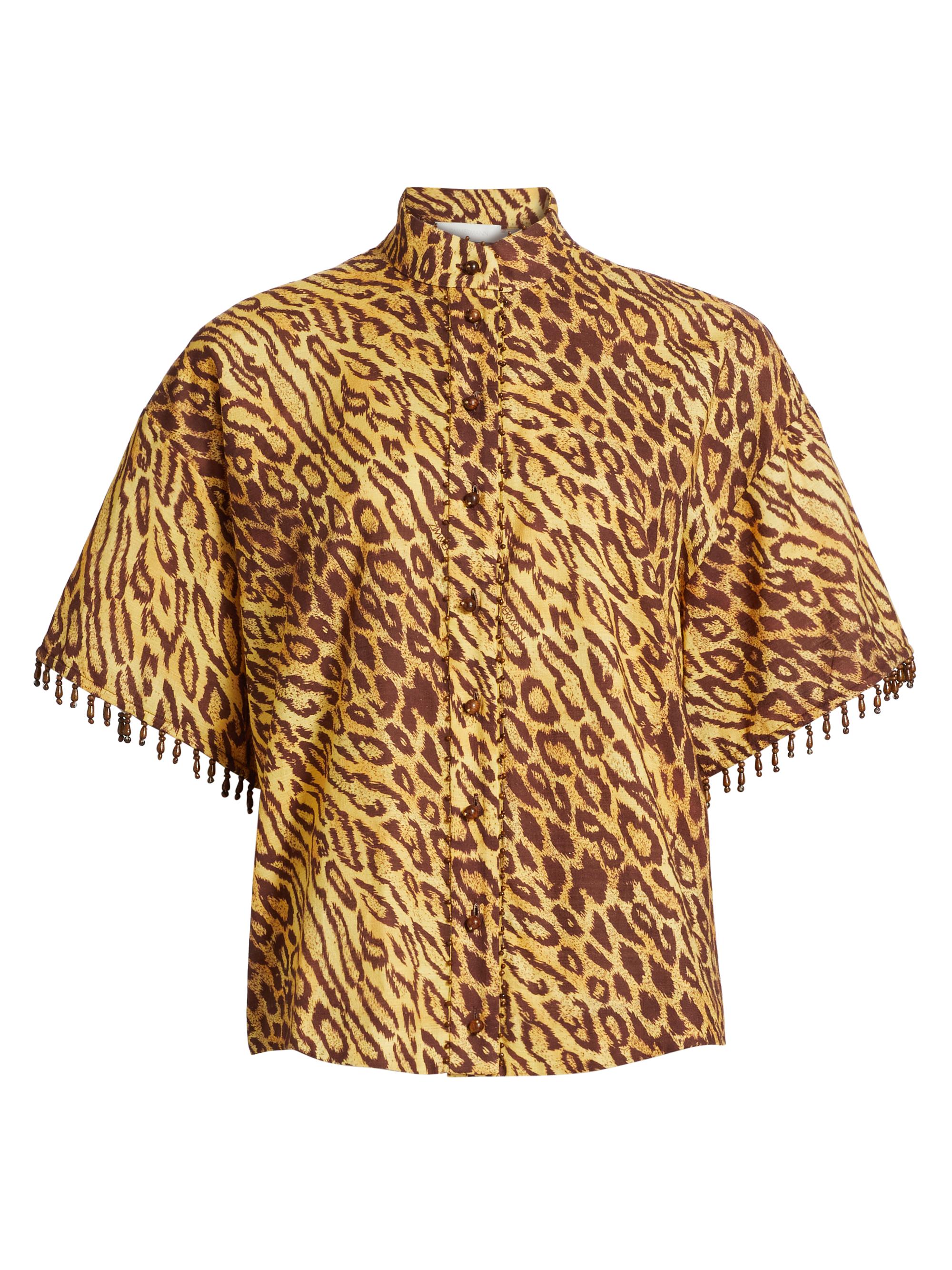Zimmermann Women's Coco Leopard Print Cotton Cover-Up Shirt - Leopard