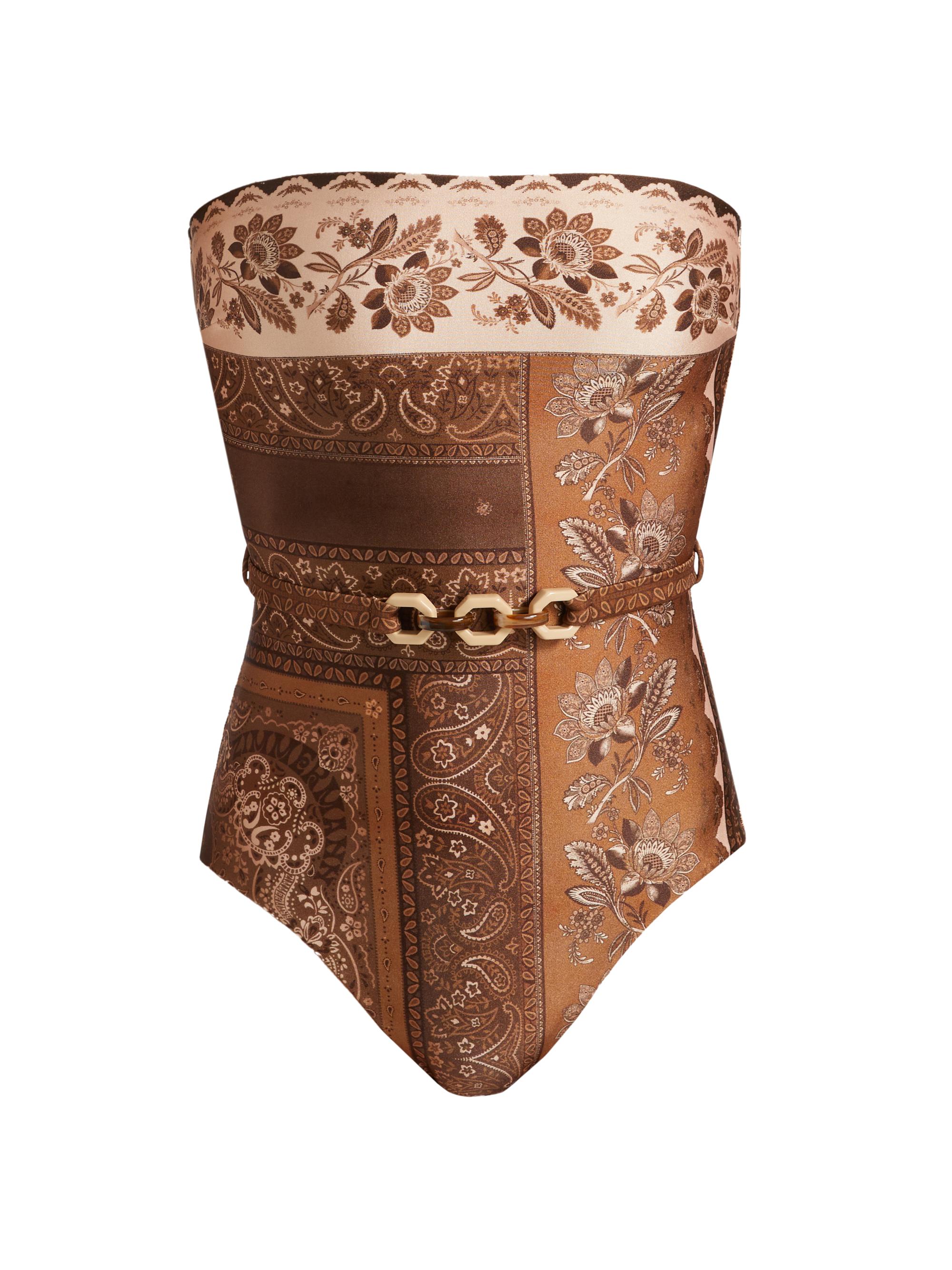 Zimmermann Women's Lucky Mixed Print One-Piece Swimsuit - Chocolate Bandana