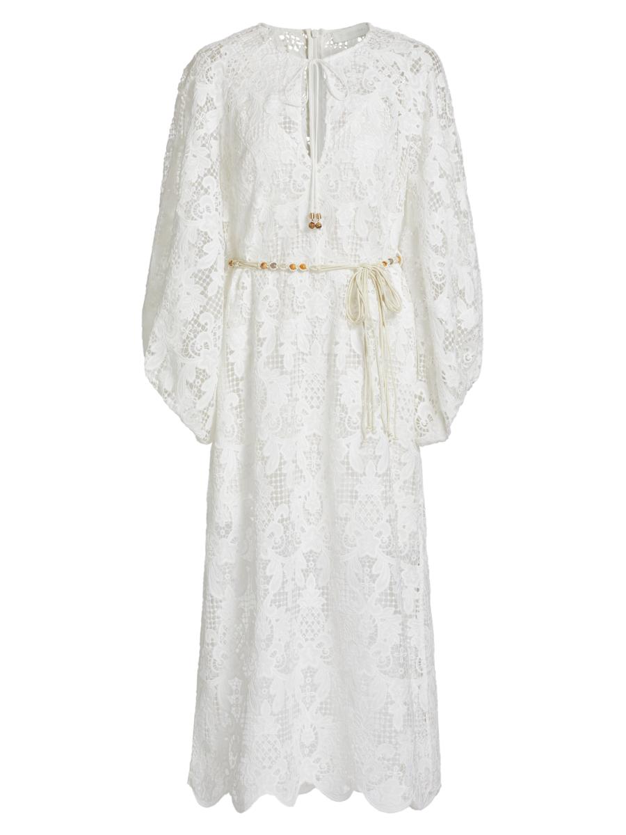 chinese dress ladies ZImmermann Pop Lace Trimmed Midi Dress