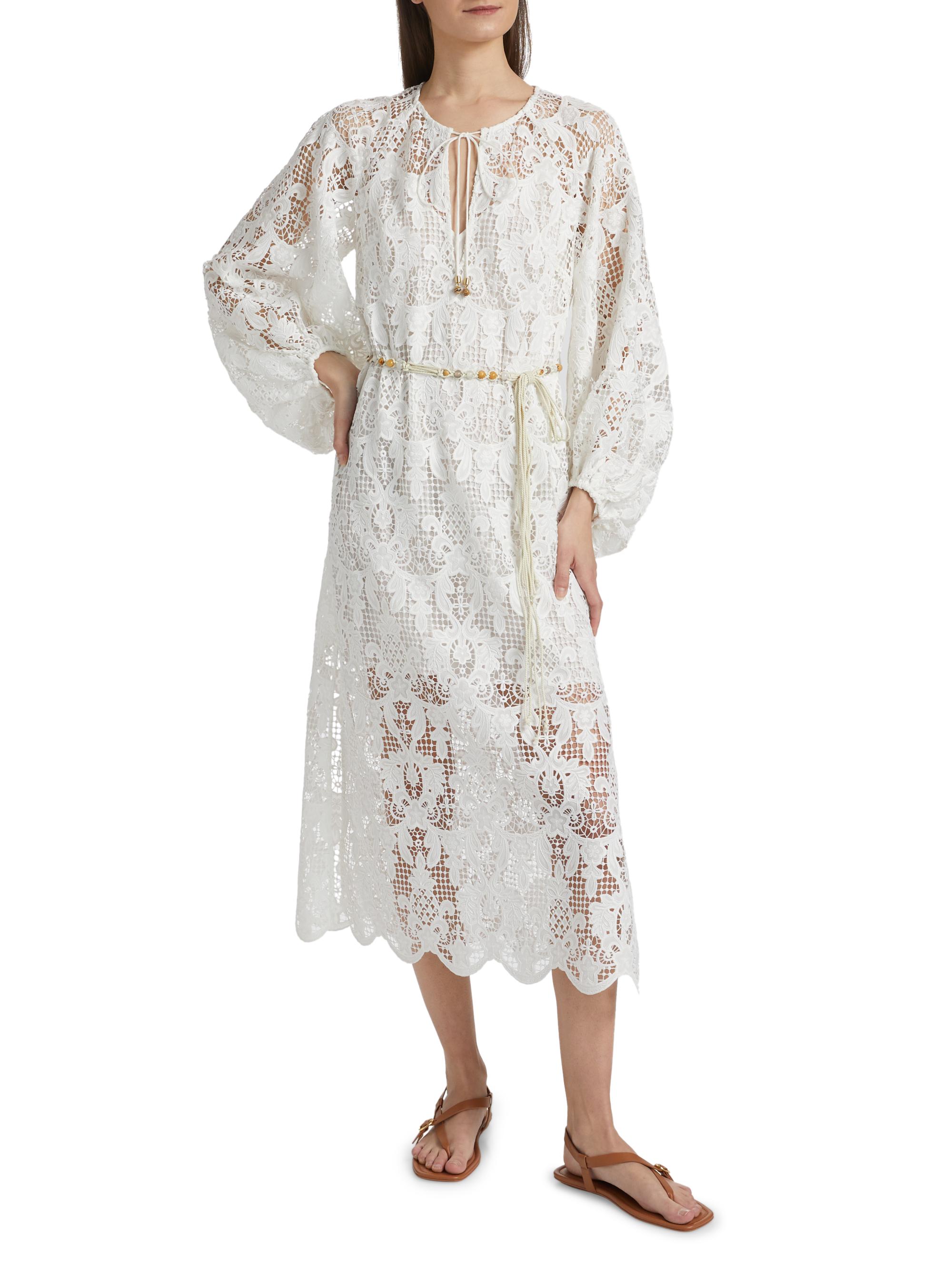 chinese dress ladies Kinsley White Lace Midi Dress