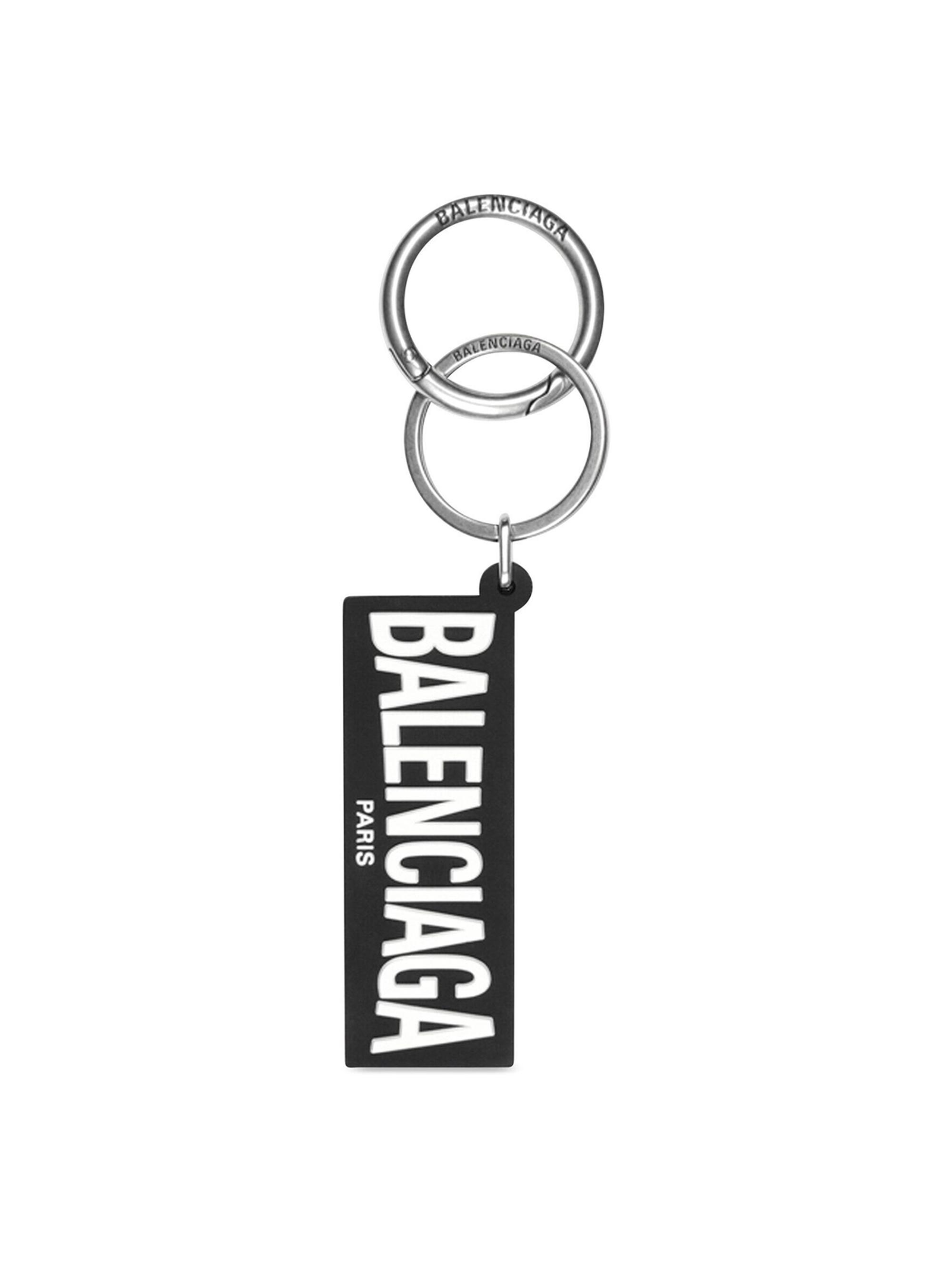 Balenciaga Men's Teenage Logo Keychain - Black White