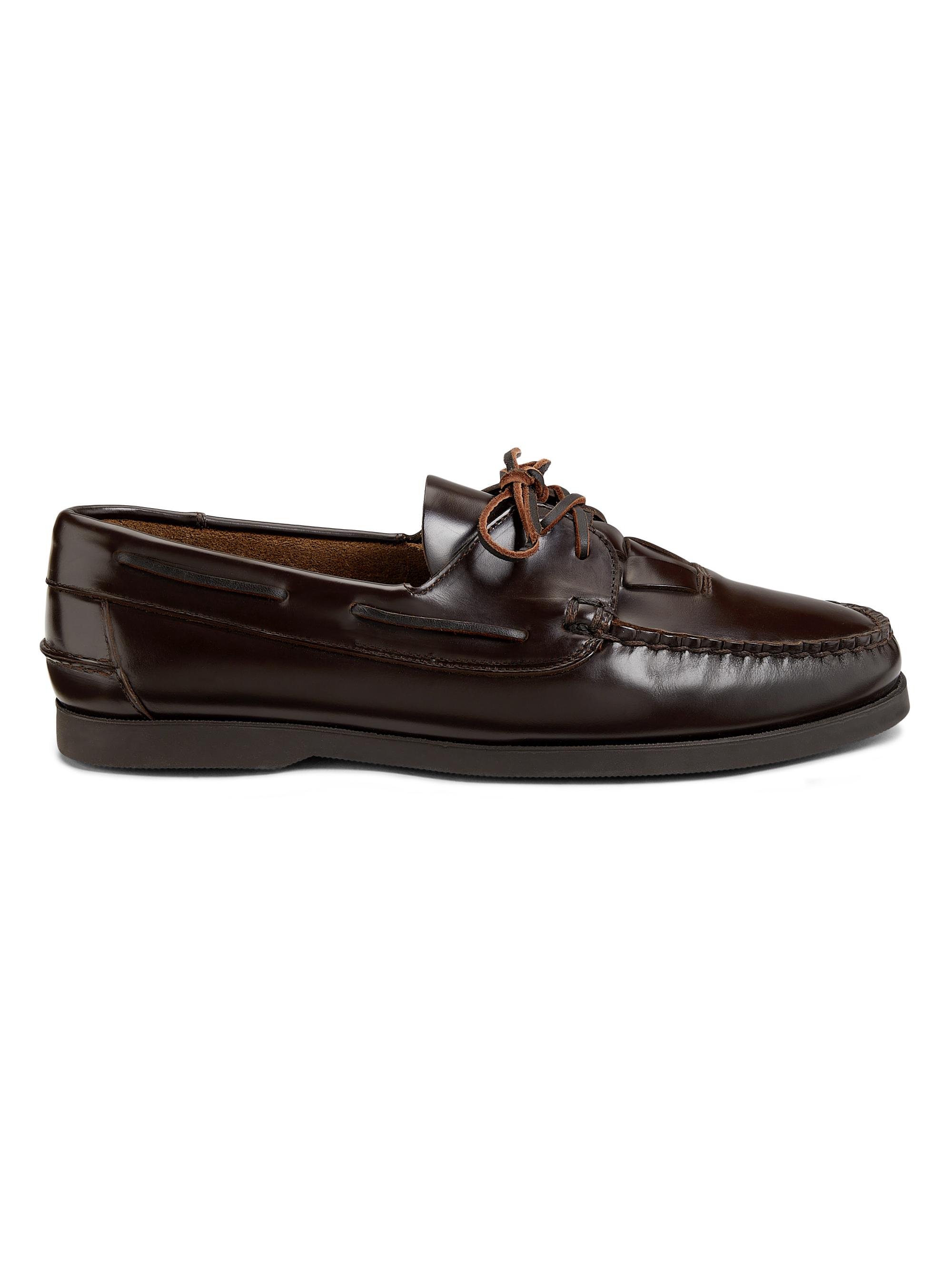 Hereu Men's Saler Leather Boat Shoes - Dark Brown