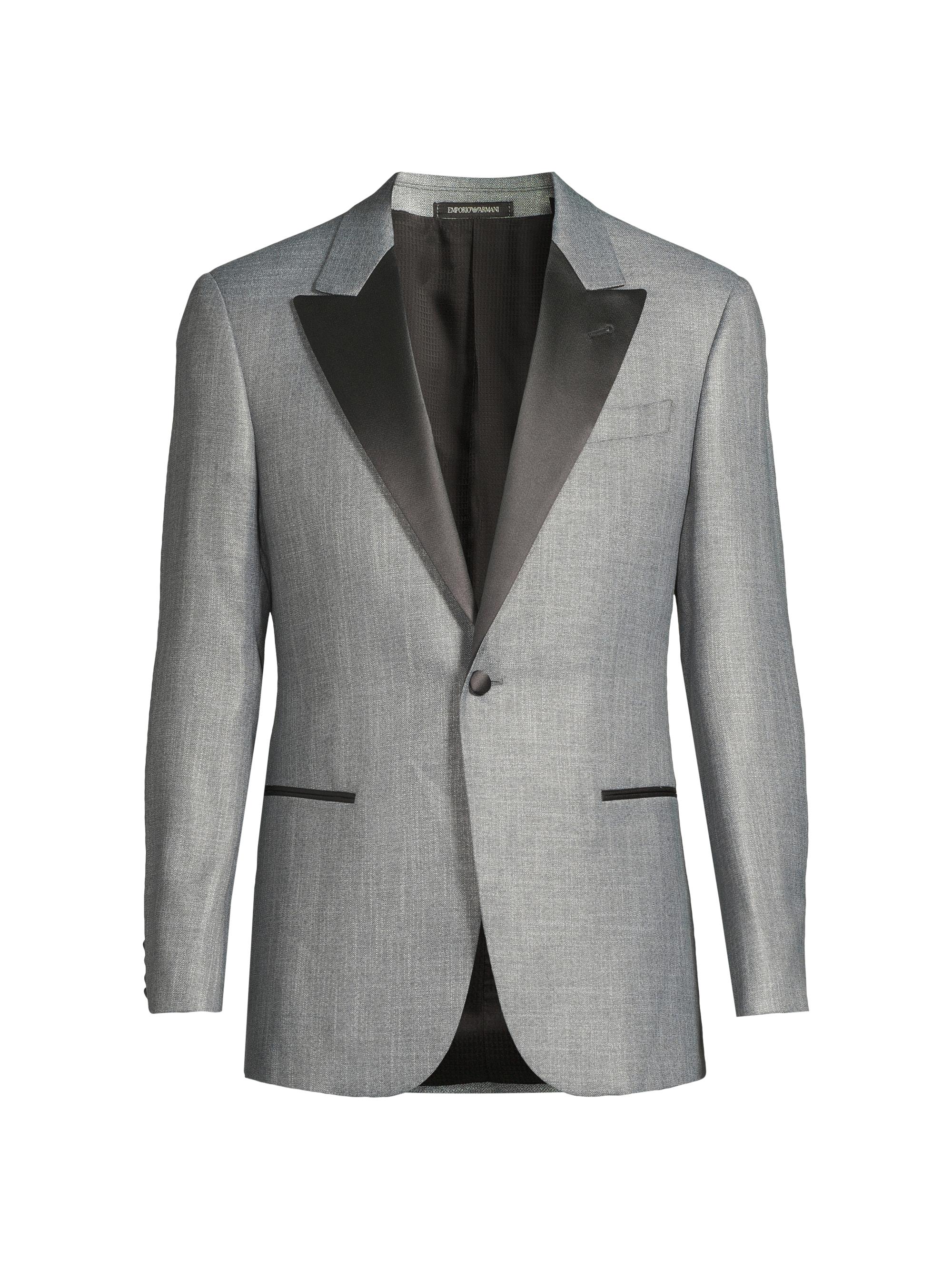 Emporio Armani Men's Satin-Lapel Woven Dinner Jacket - Gray