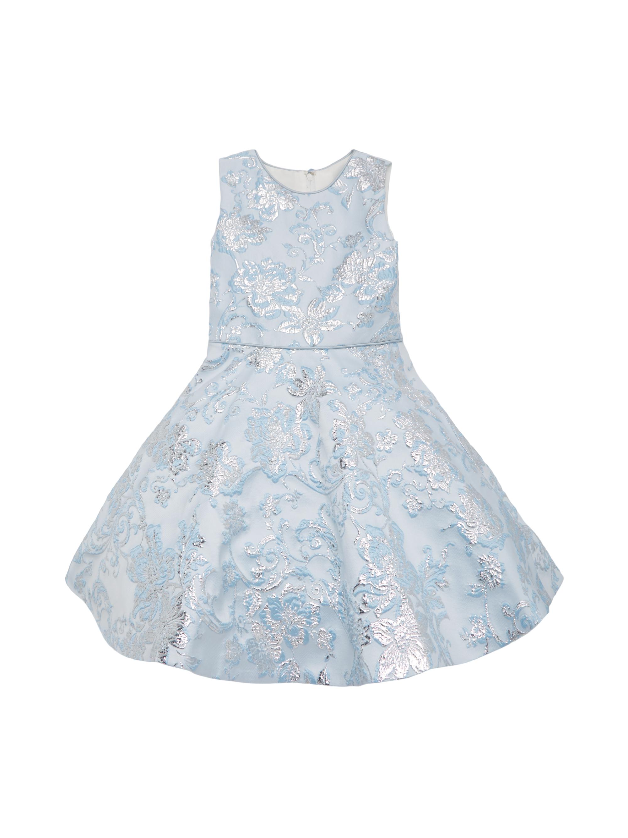 Joan Calabrese Little Girl's & Girl's Brocade Sleeveless Dress - Blue