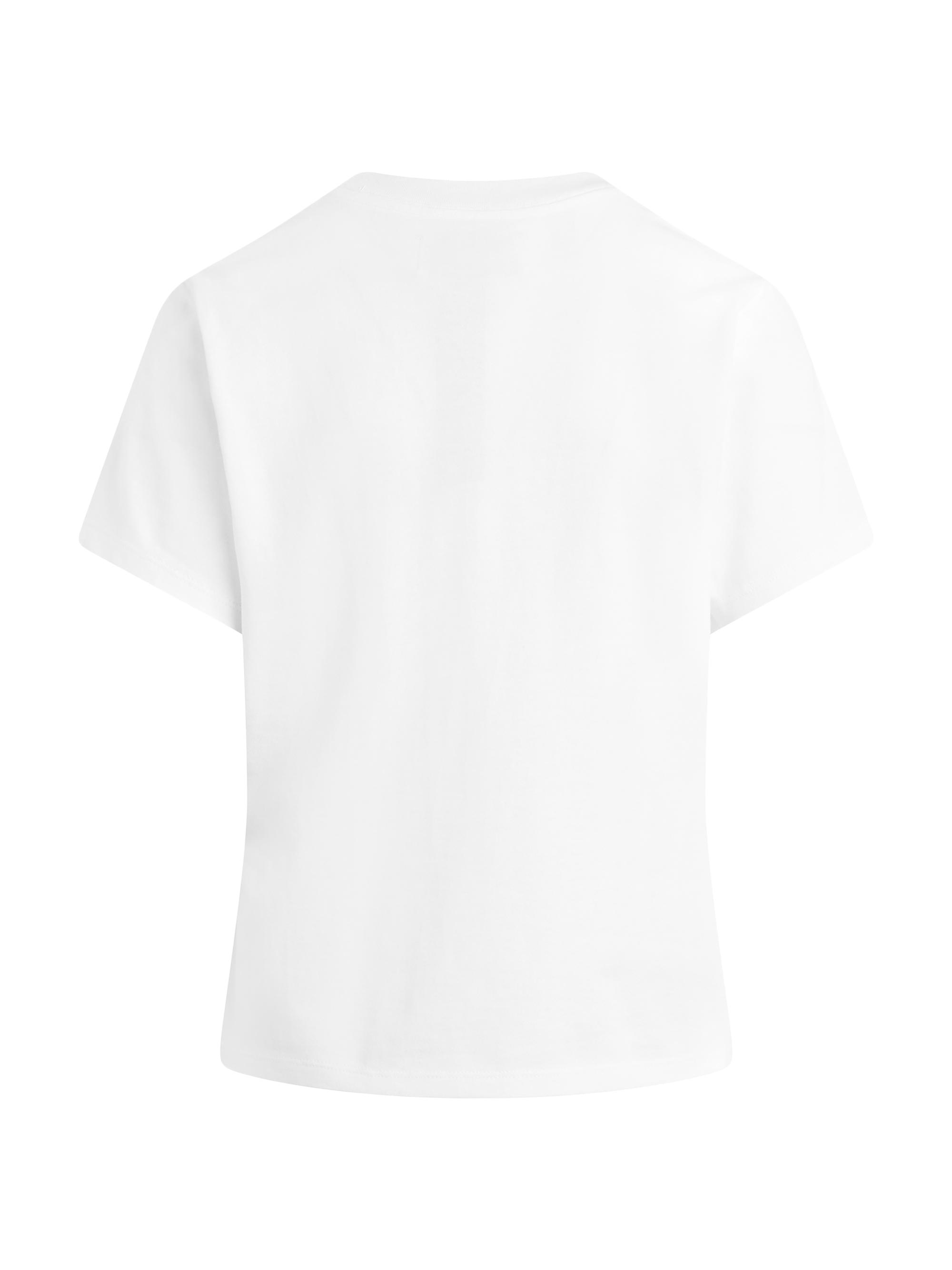Hudson Jeans Women's Brooks Nader x  Cotton Crewneck T-Shirt - White - side view in White