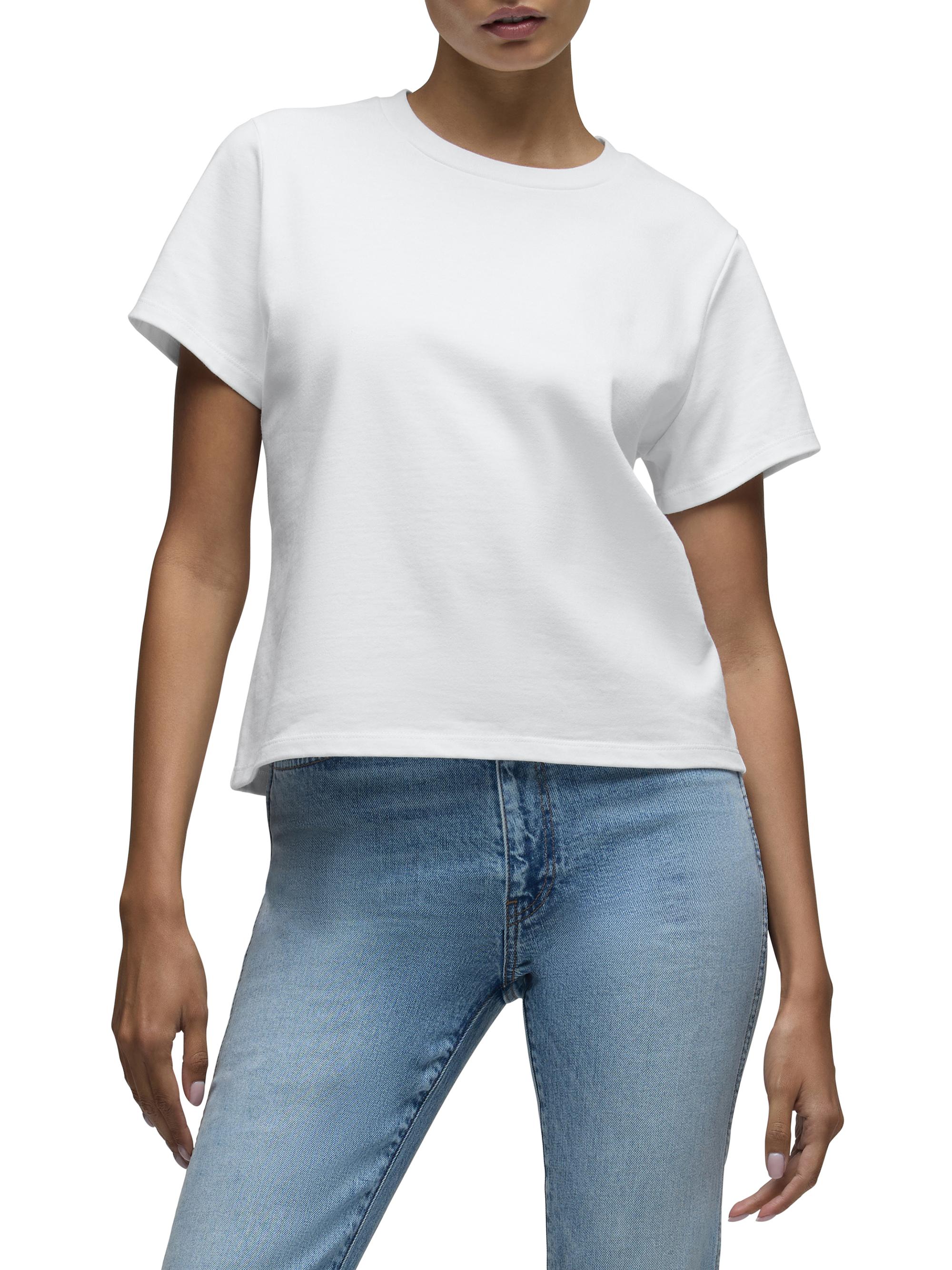 Hudson Jeans Women's Brooks Nader x  Cotton Crewneck T-Shirt - White - detail view in White