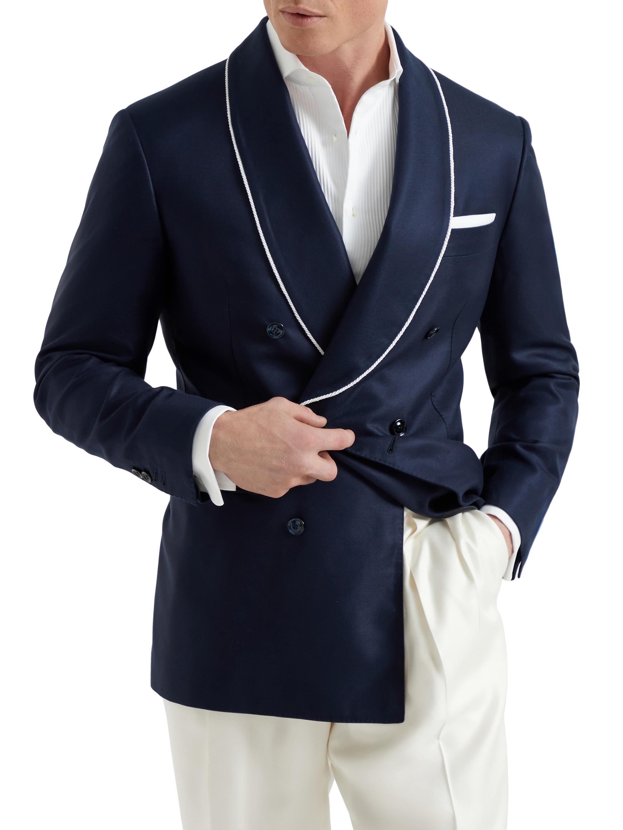 Brunello Cucinelli Men's One and a Half Breasted Tuxedo Jacket - Navy Blue