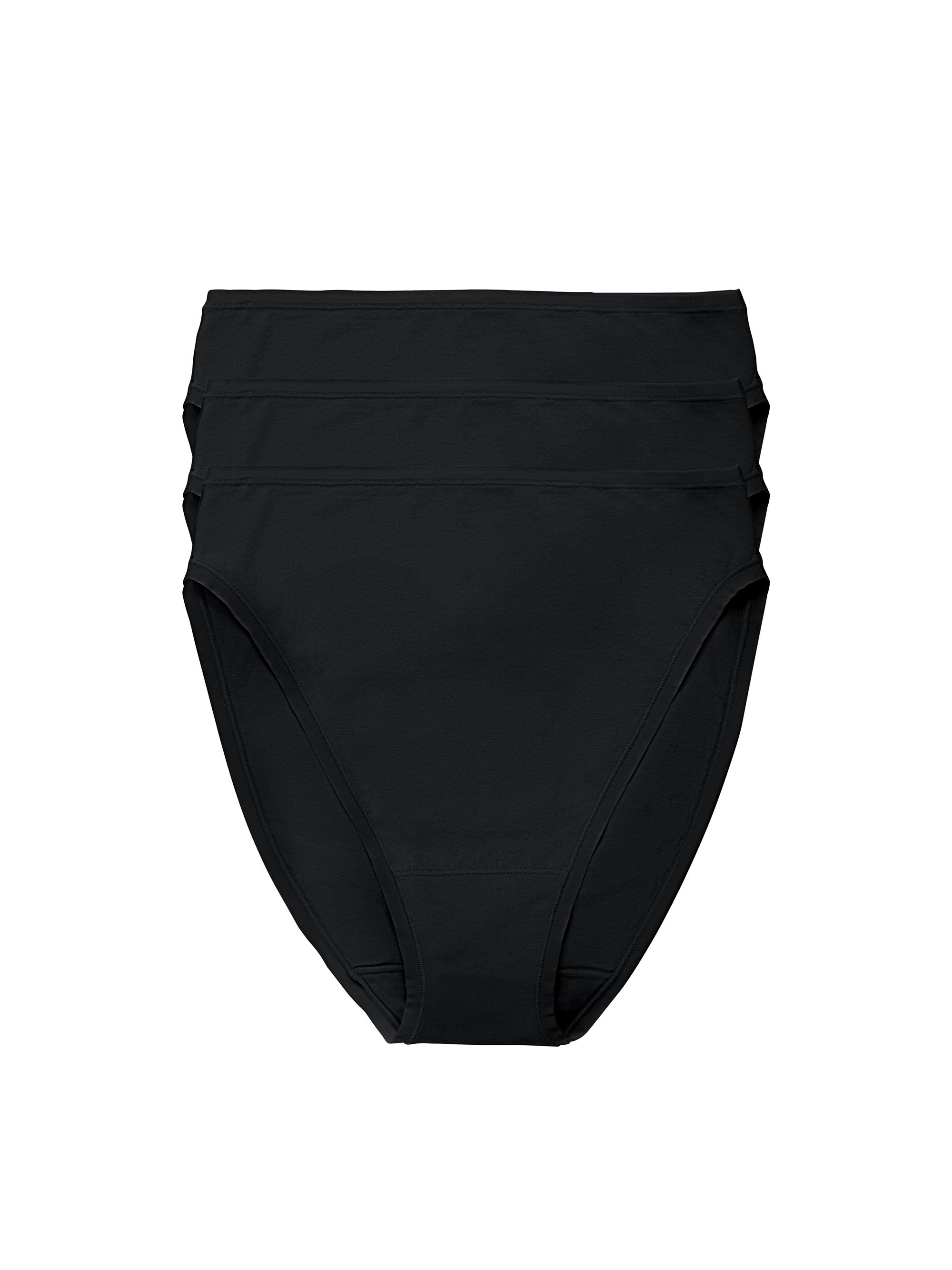 Natori Women's Bliss Bare Cotton High Cut Brief 3-Pack - Black