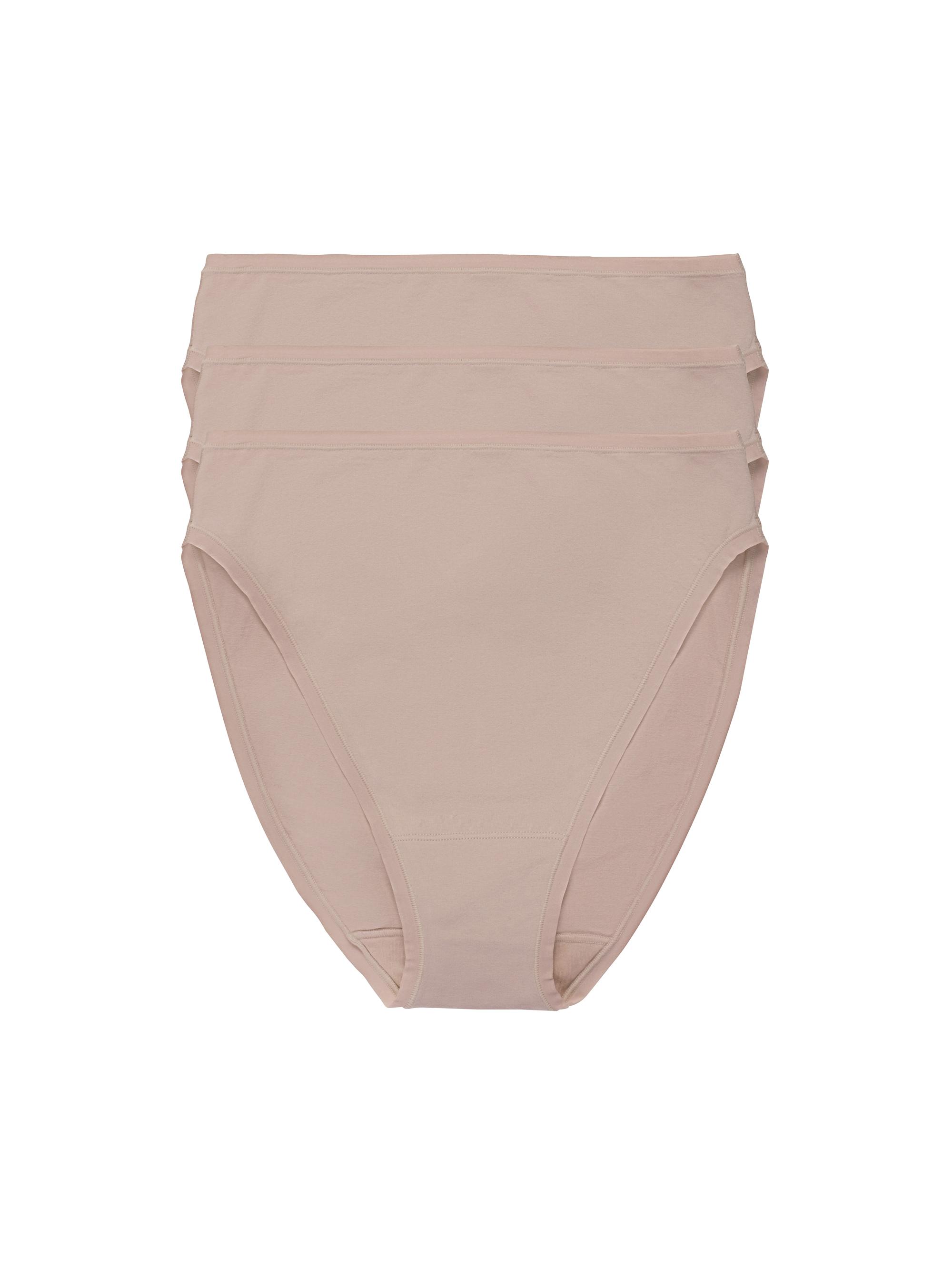Natori Women's Bliss Bare Cotton High Cut Brief 3-Pack - Cafe