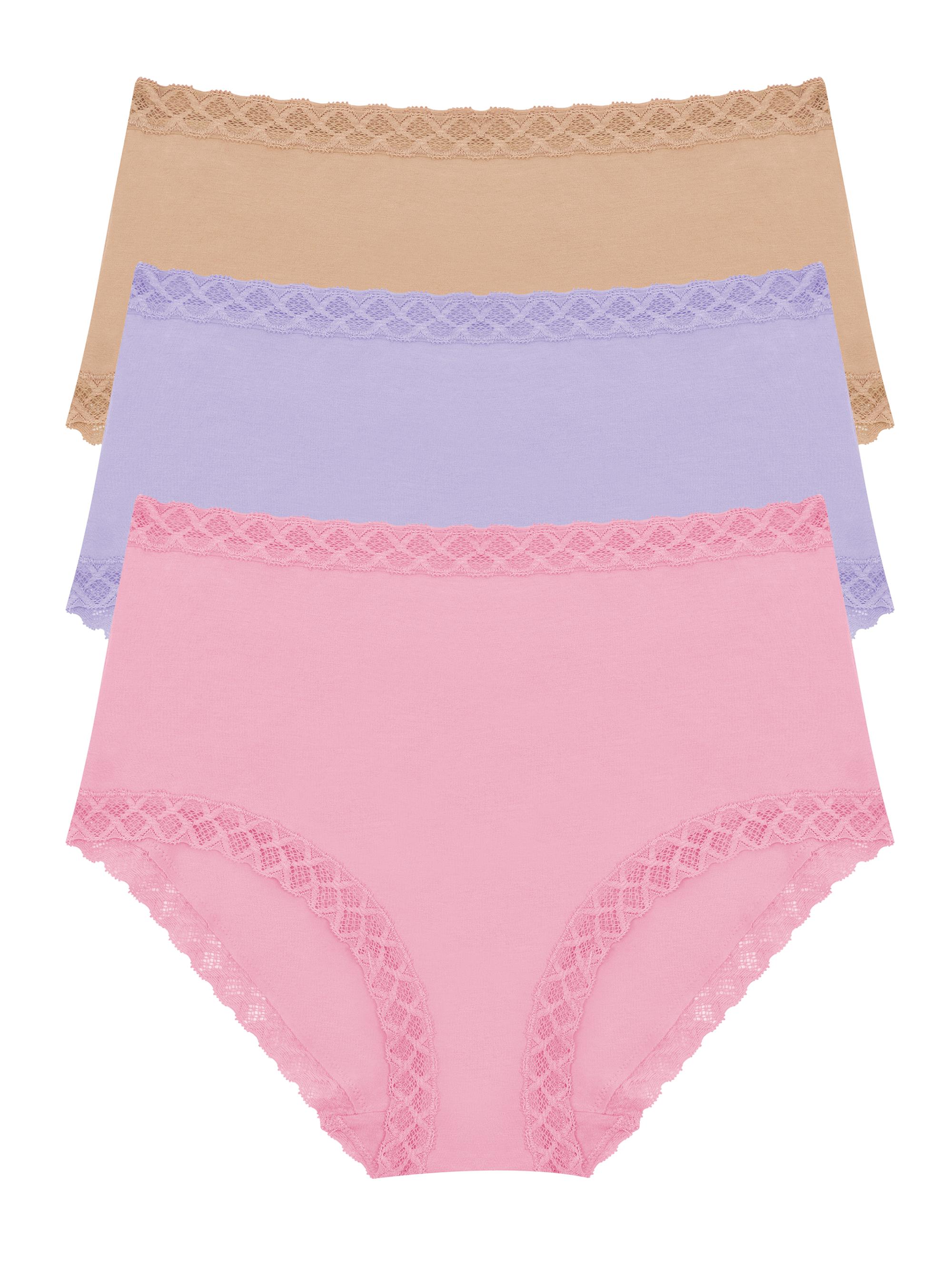 Natori Women's Bliss Cotton Full Brief 3 Pack - Ink Pink Velvet Black