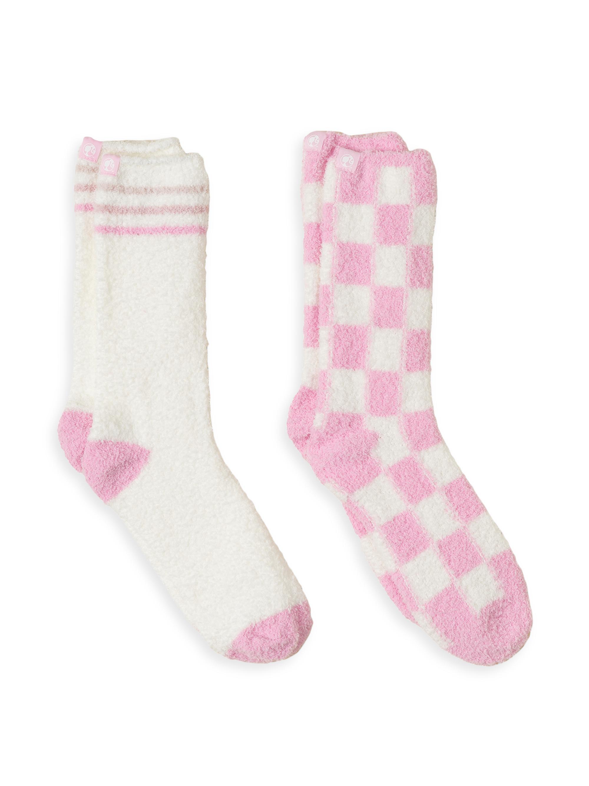 Barefoot Dreams Women's  x Barbie CozyChic 2-Pack Knit Socks - Barbie Pink Multi