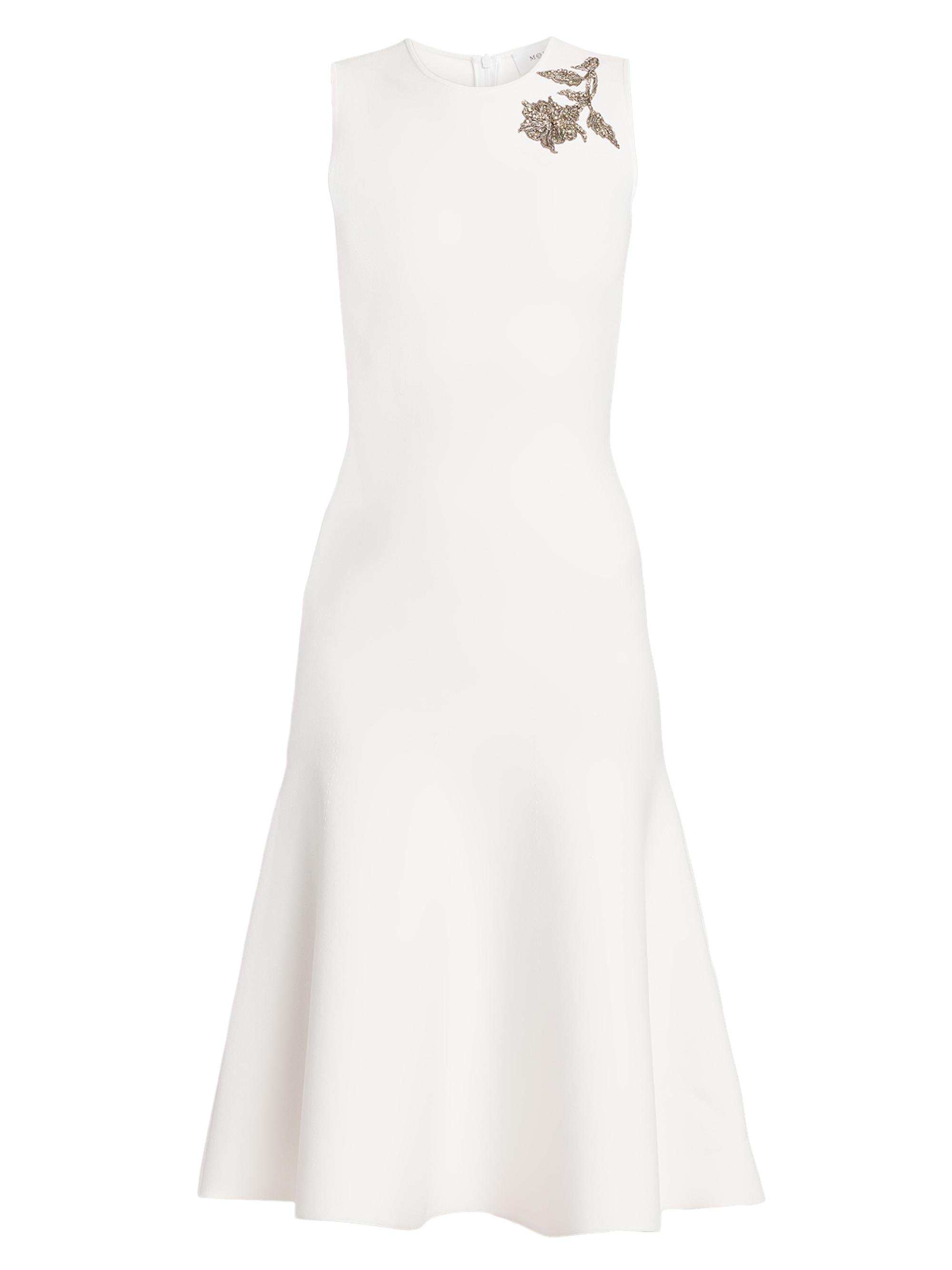 McQueen Women's Beaded Floral Jersey Midi-Dress - Optic White Crystal