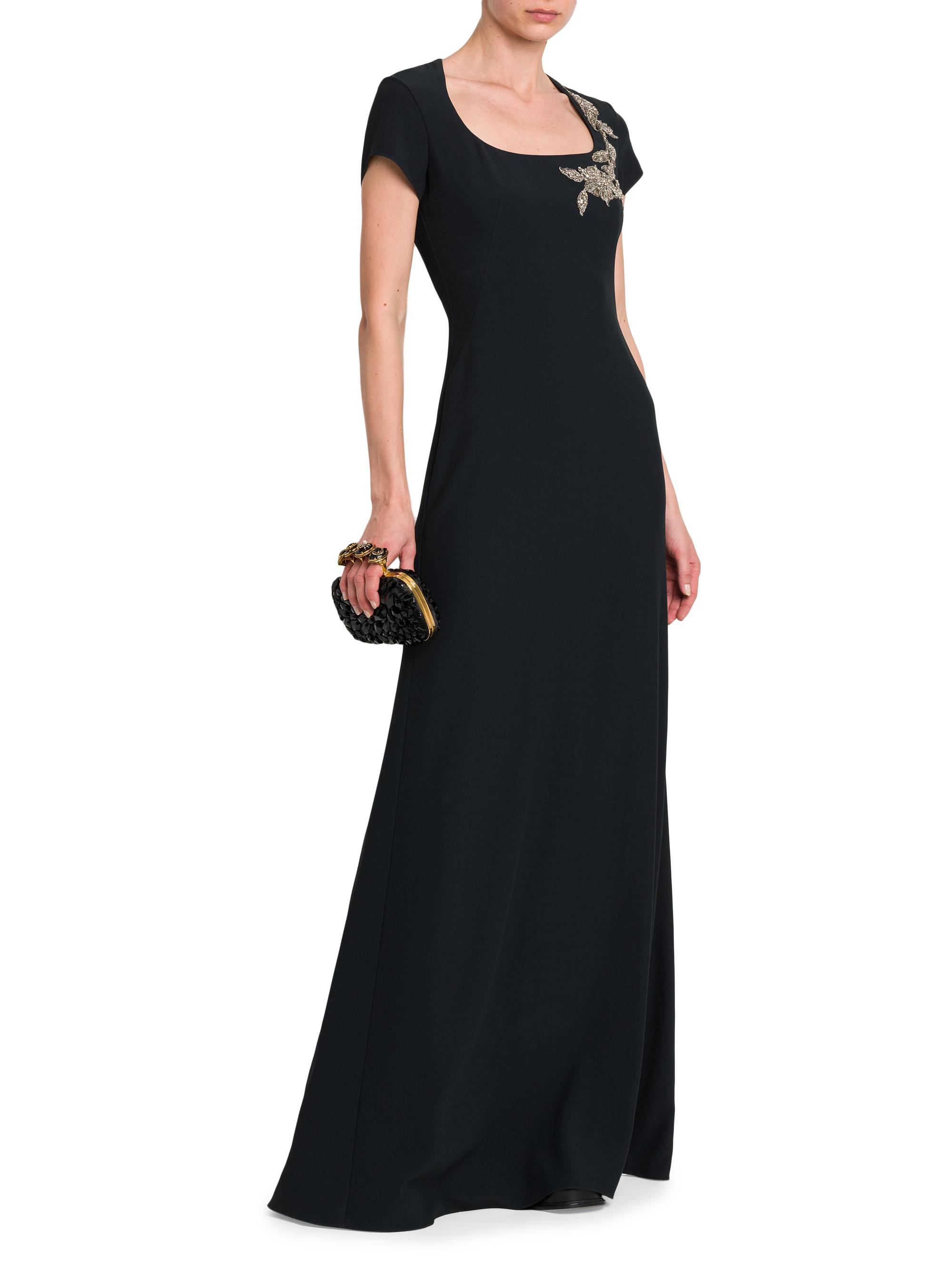 McQueen Beaded Floral Crêpe Gown | Saks Fifth Avenue