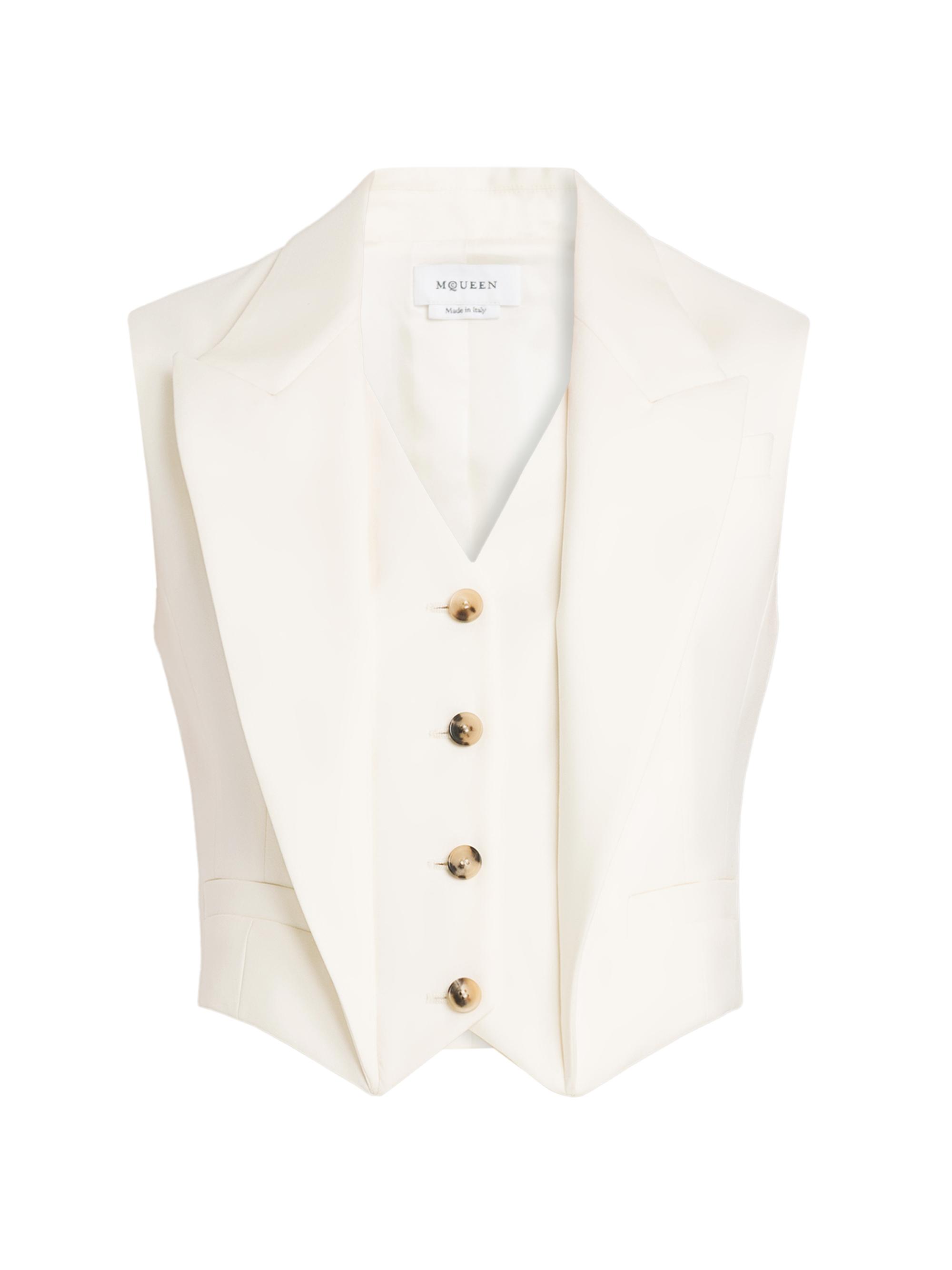 McQueen Women's Wool Sleeveless Tailored Jacket - Bone