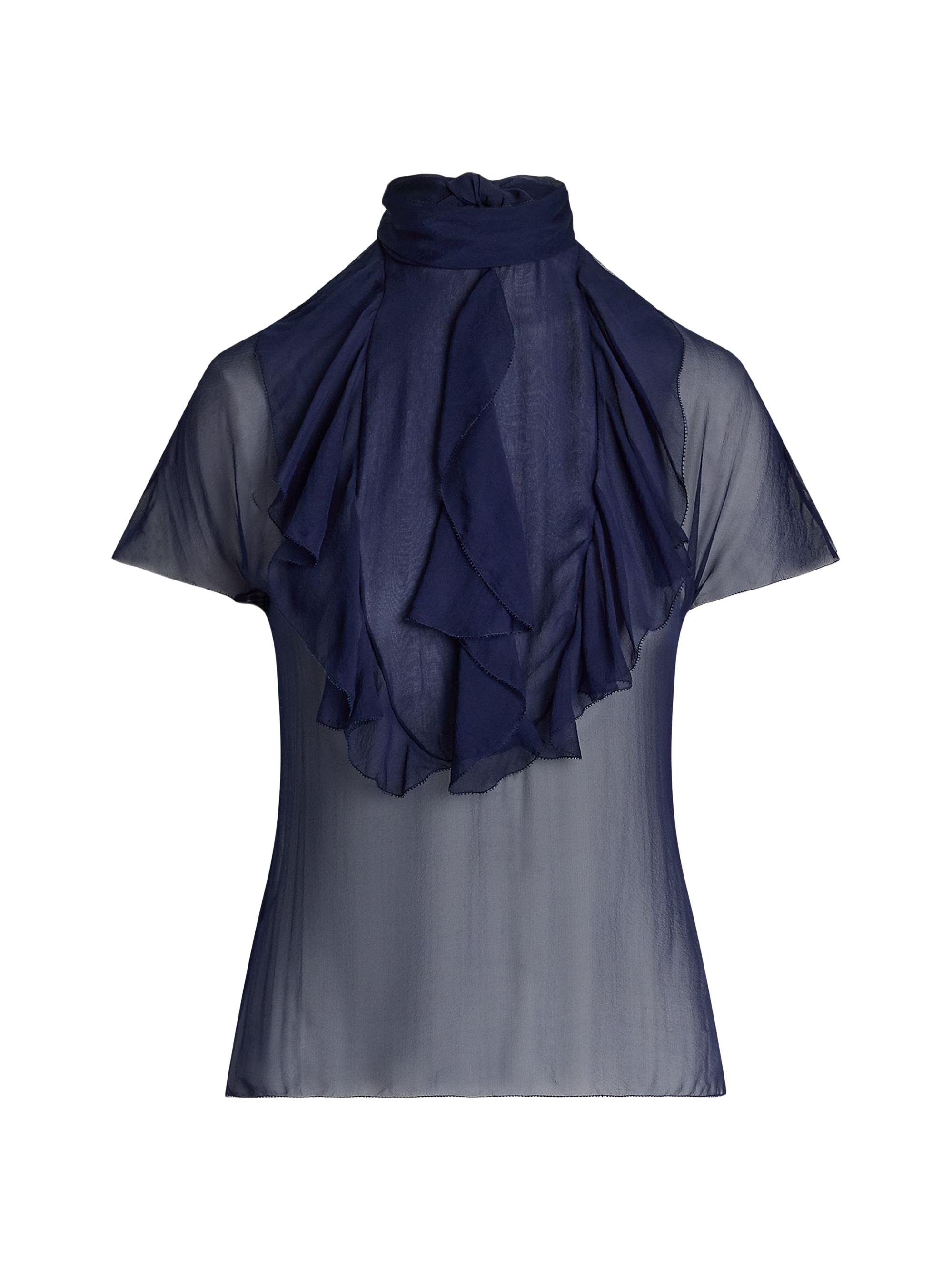 Ralph Lauren Collection Women's Etta Chiffon Short-Sleeve Blouse - Lux Navy