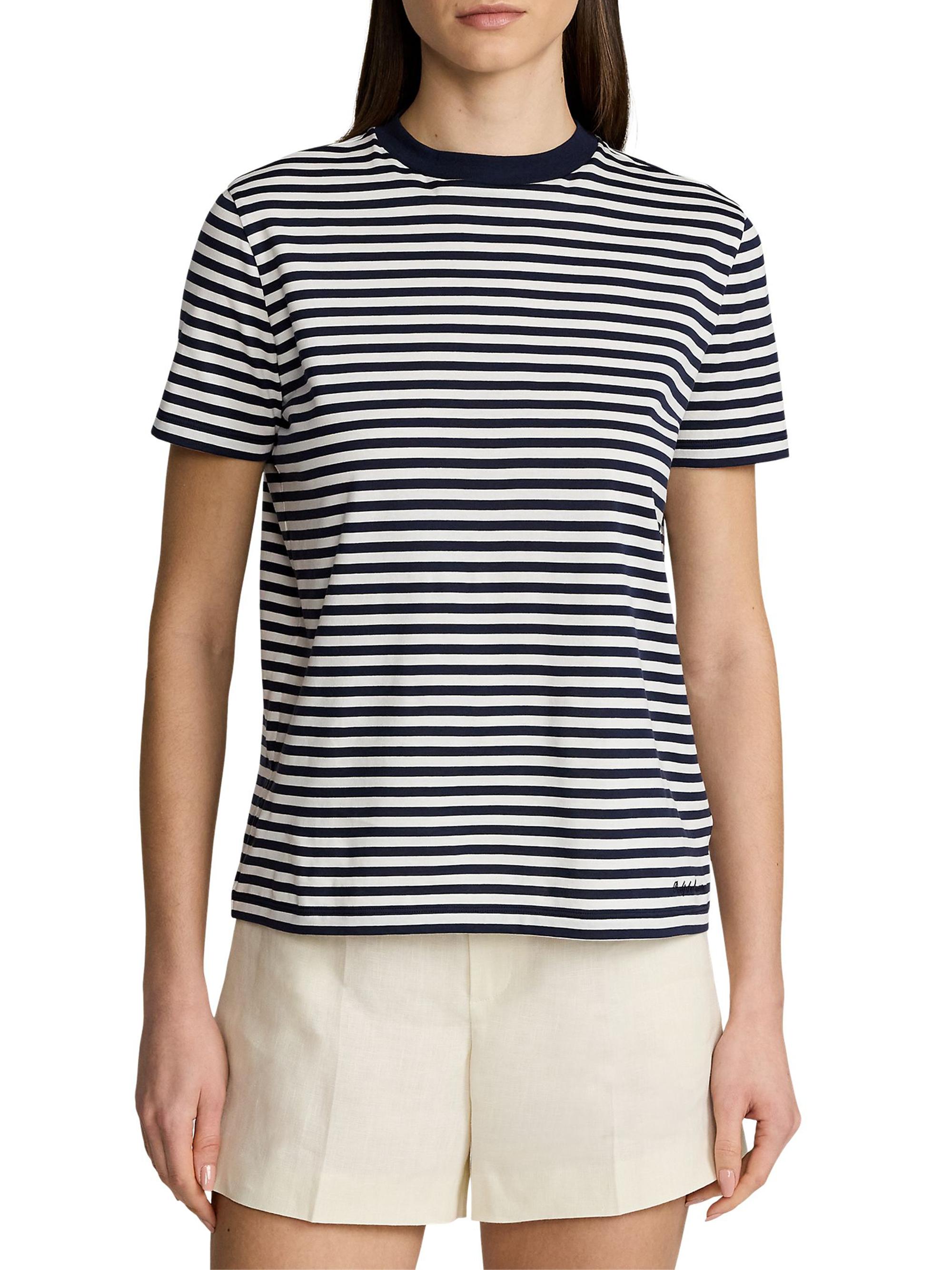 Ralph Lauren Collection Women's Hallie Striped Crewneck T-Shirt - Dark Navy White | Thumbnail 3