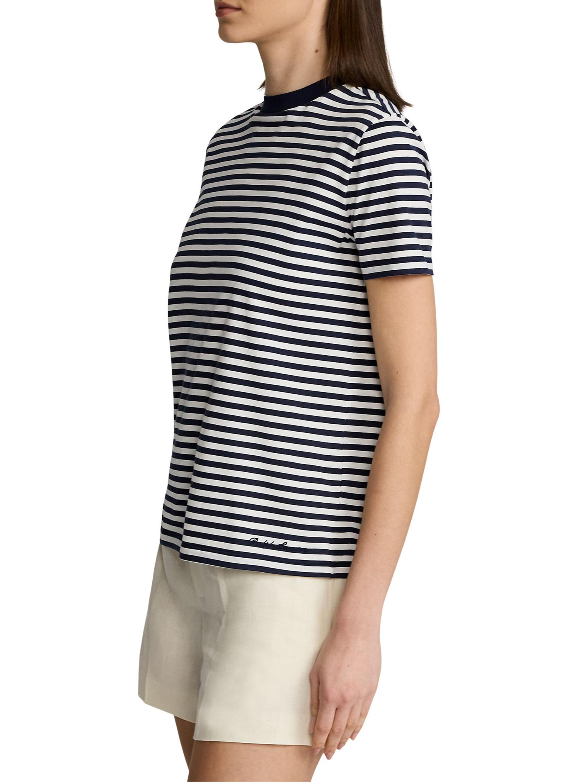 Ralph Lauren Collection Women's Hallie Striped Crewneck T-Shirt - Dark Navy White | Thumbnail 4