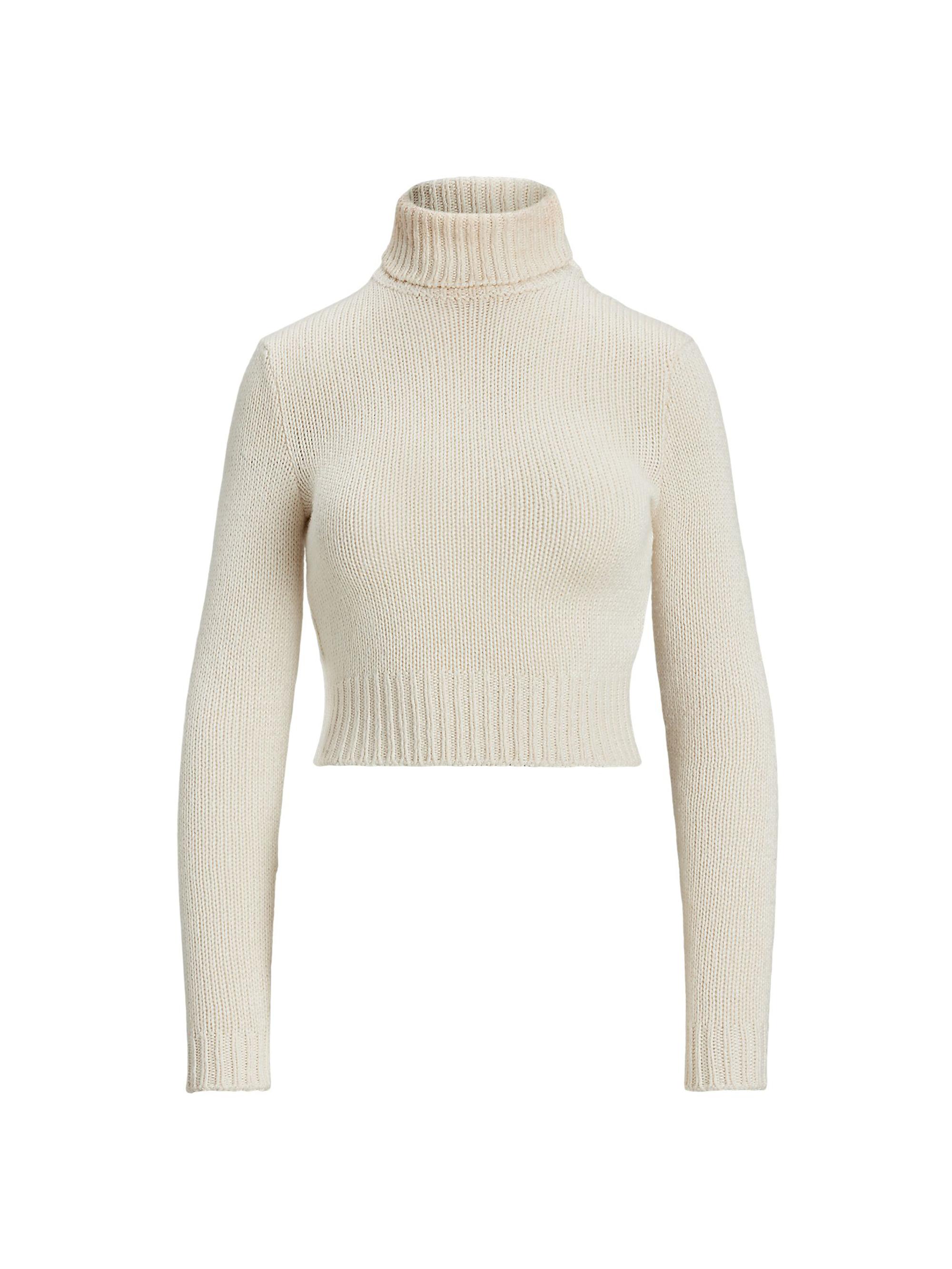 Ralph Lauren Collection Women's Silk Cropped Turtleneck Sweater - Lux Cream