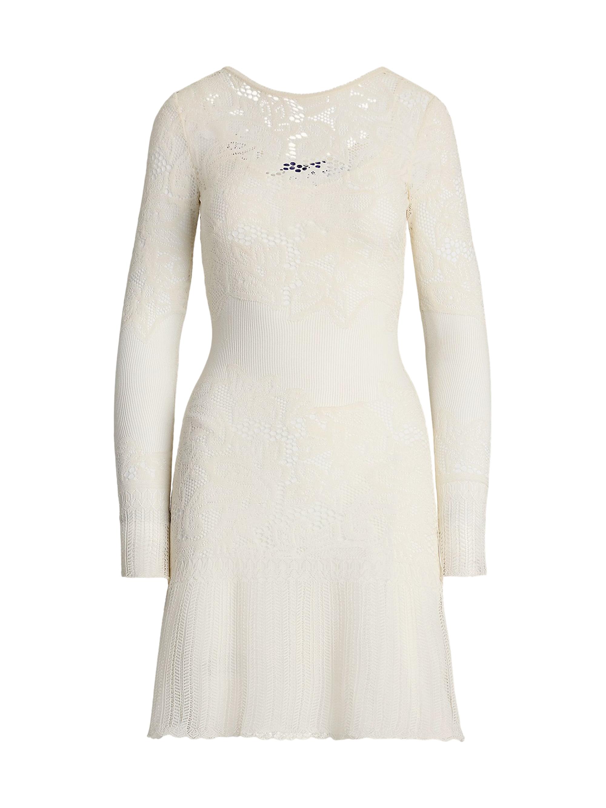 Ralph Lauren Collection Women's Lace-Trimmed Silk Knit Minidress - Lux Cream