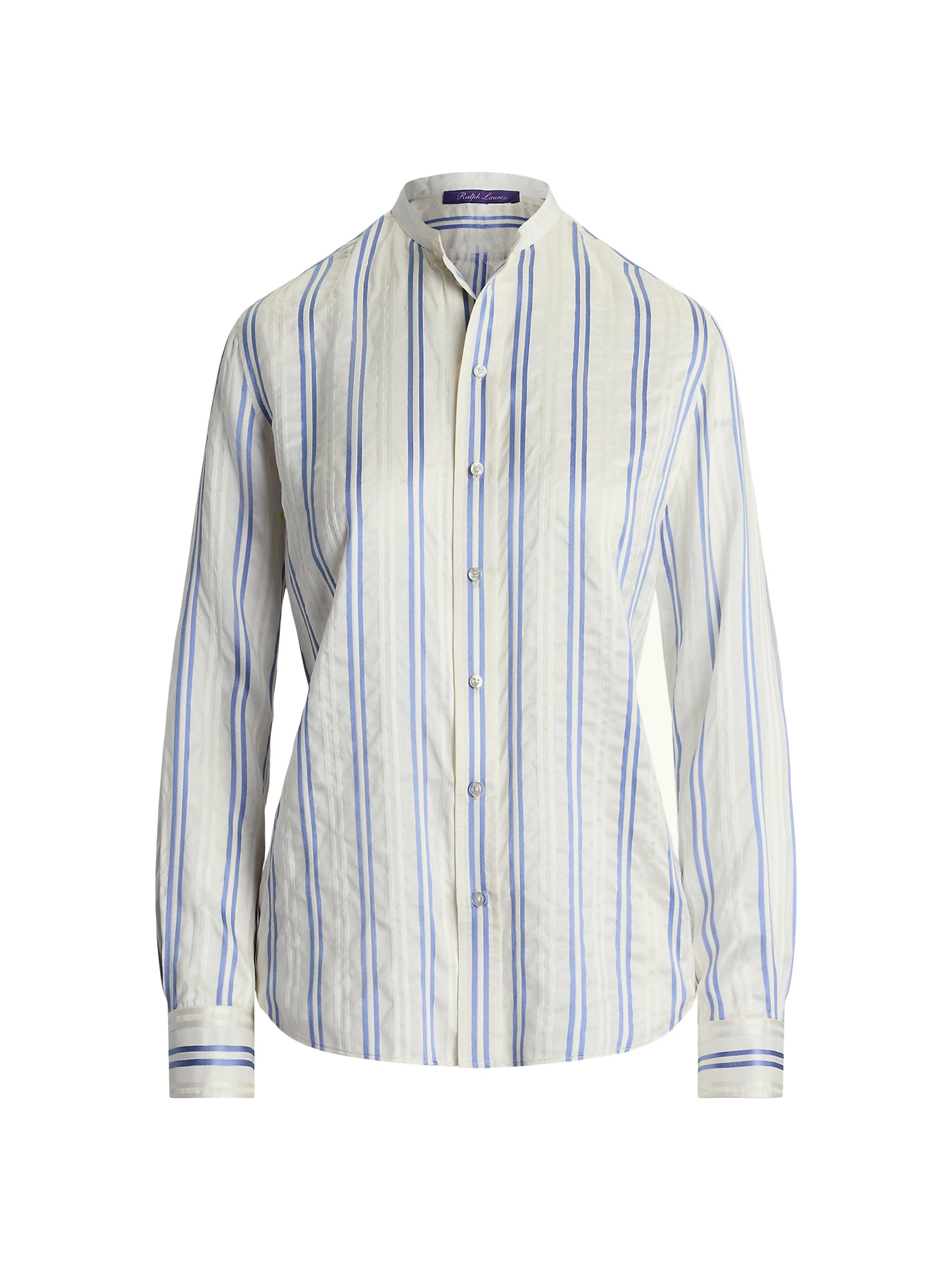 Ralph Lauren Collection Women's Striped Silk Shirt - Cream Cornflower